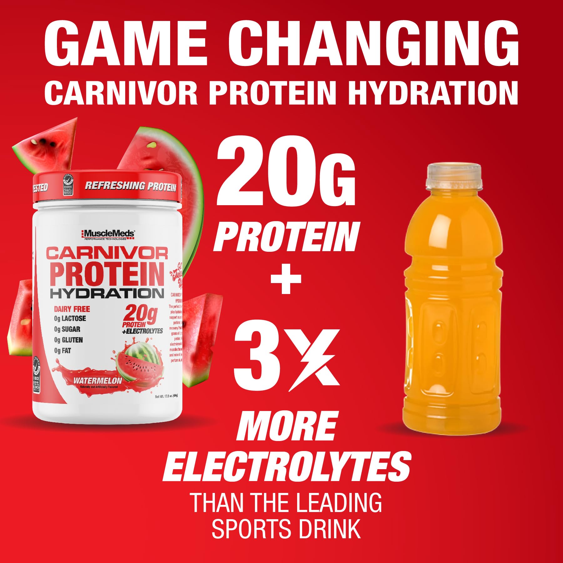 Foto 4 pulgar | Bebida Hidratante Proteica En Polvo Musclemeds Carnivor 20 G Sandía - Venta Internacional.