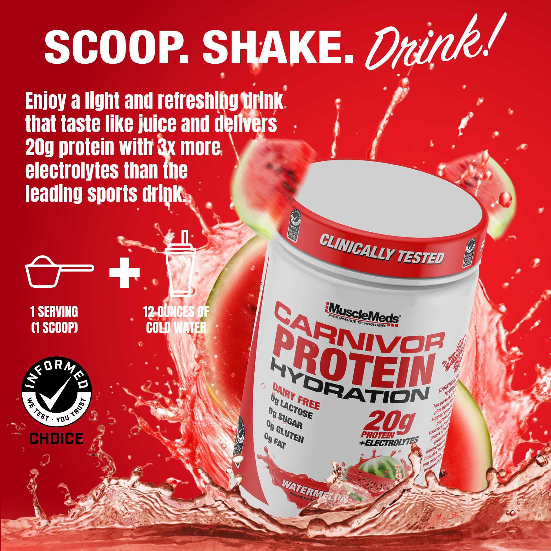 Foto 5 pulgar | Bebida Hidratante Proteica En Polvo Musclemeds Carnivor 20 G Sandía - Venta Internacional.