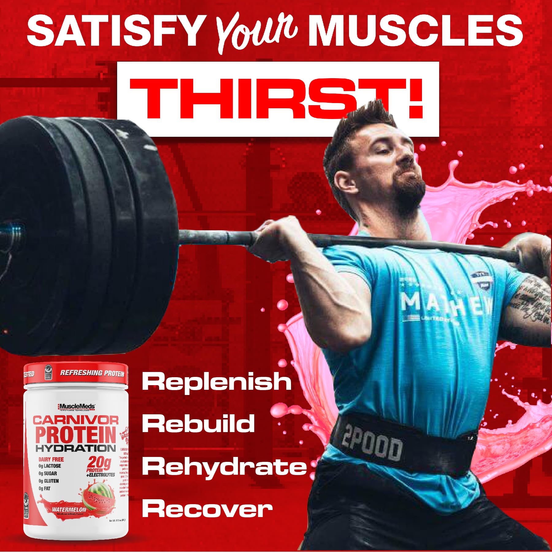 Foto 7 pulgar | Bebida Hidratante Proteica En Polvo Musclemeds Carnivor 20 G Sandía - Venta Internacional.