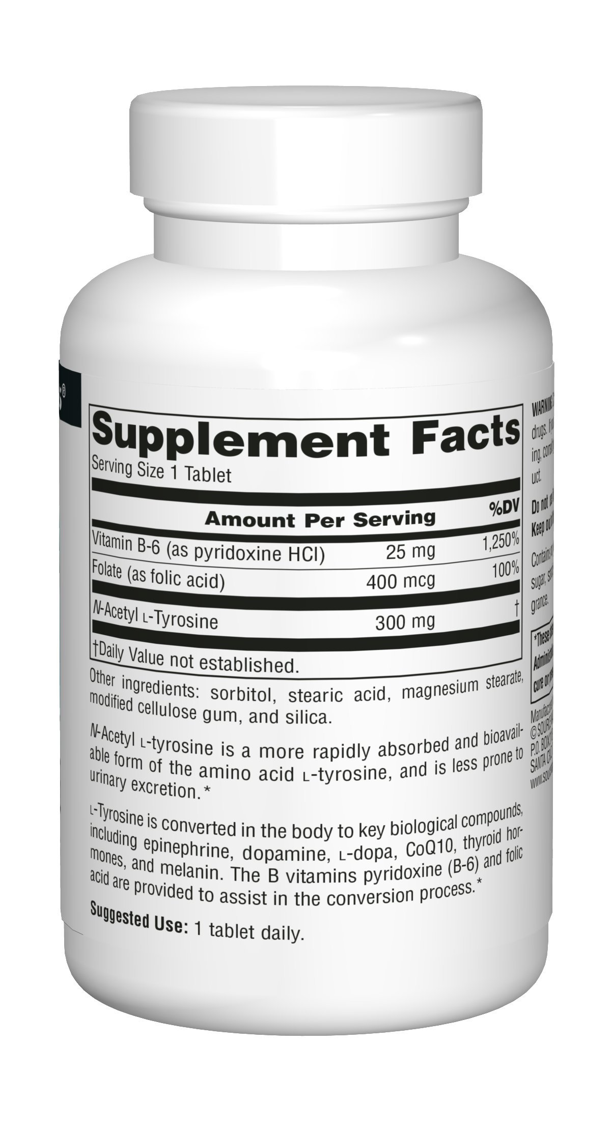 Foto 5 pulgar | Suplement Source Naturals N-acetil L-tirosina 120 Comprimidos - Venta Internacional.