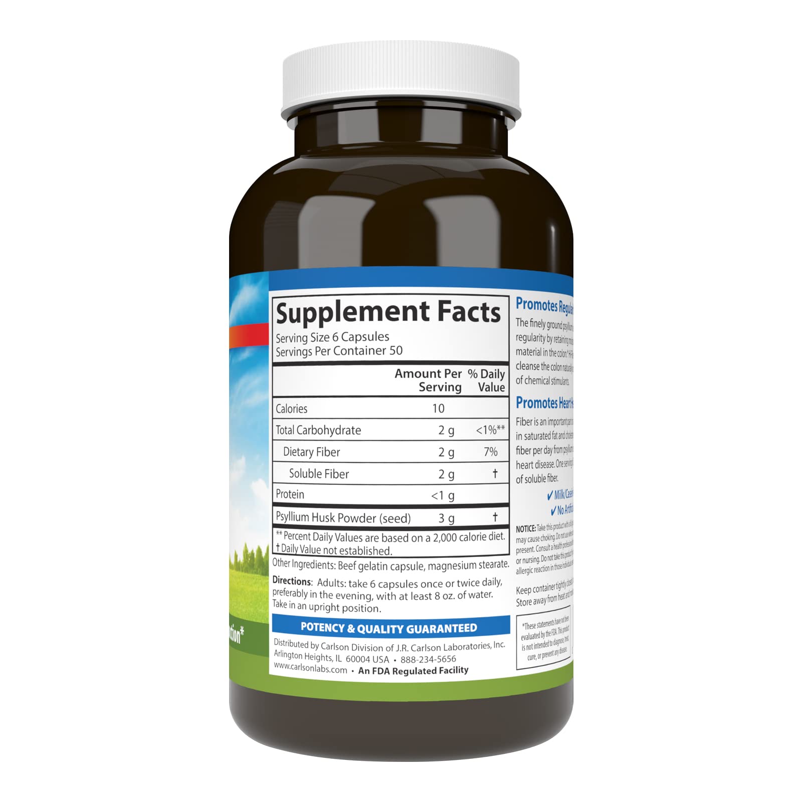 Foto 3 pulgar | Suplemento Alimenticio Carlson Labs Psyllium 500 Mg 300 Cápsulas - Venta Internacional