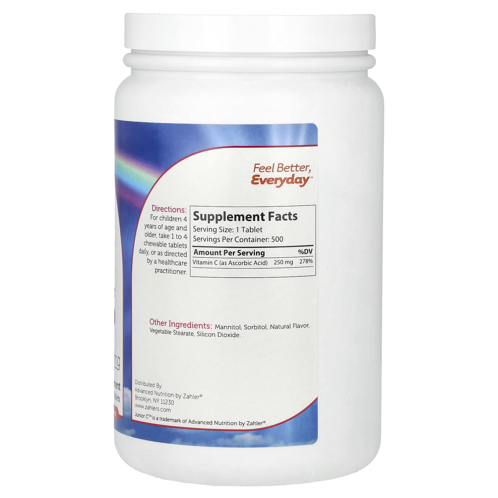Foto 3 pulgar | Suplemento Zahler Junior C De Vitamina C Masticable  250 Mg  500 Comprimidos - Venta Internacional.