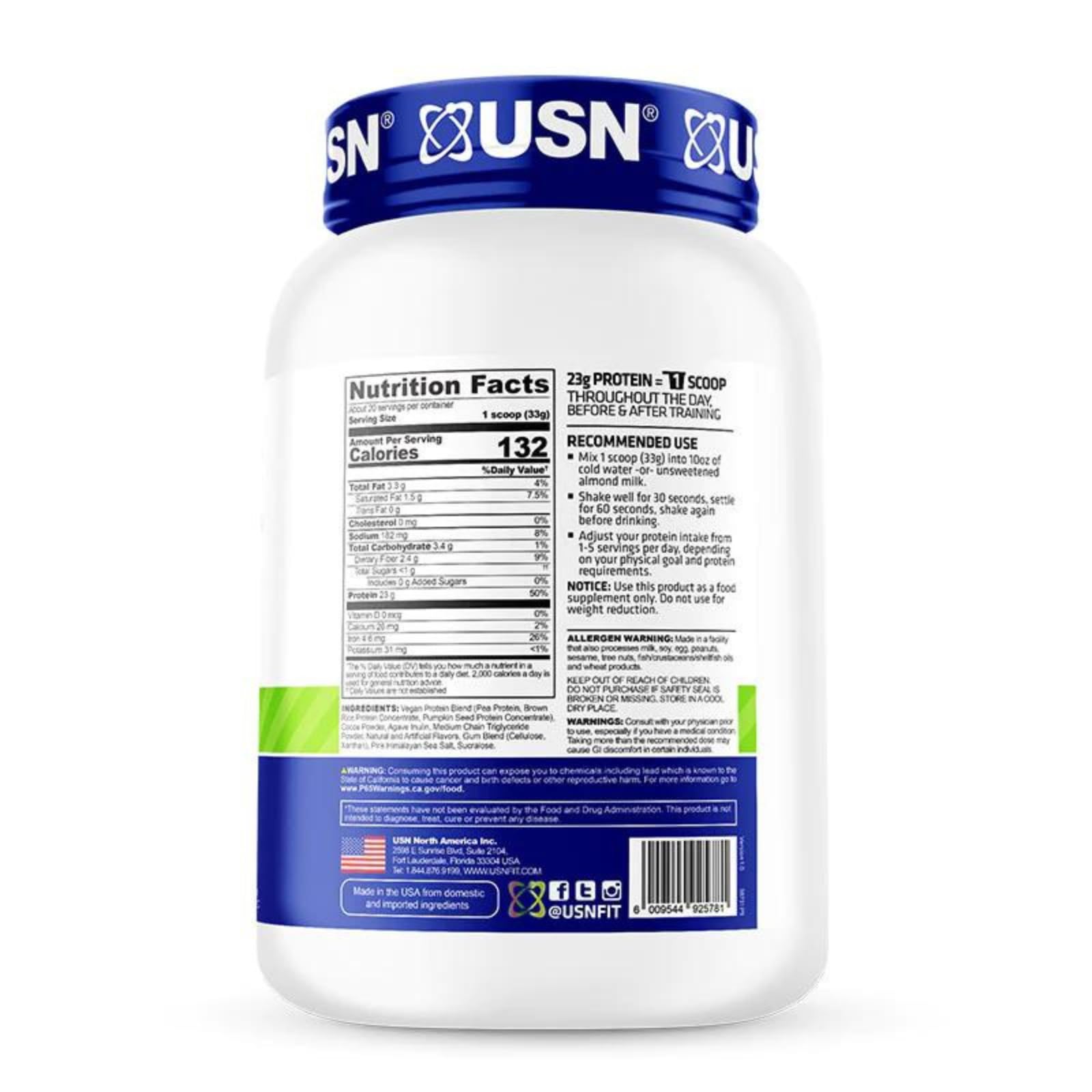 Foto 3 pulgar | Proteína En Polvo Usn Nutrition Vegan Plant 680 G Con Sabor A Vainilla - Venta Internacional.