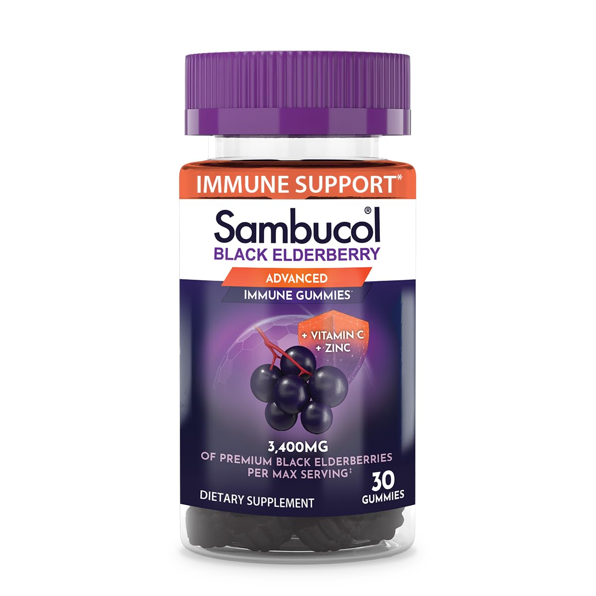 Foto 2 pulgar | Complemente Las Gomitas De Saúco Negro Sambucol Con Zinc Y Vitamina C - Venta Internacional.