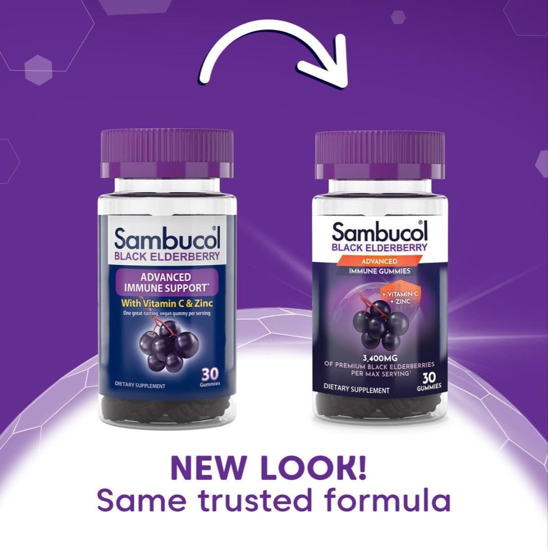 Foto 3 pulgar | Complemente Las Gomitas De Saúco Negro Sambucol Con Zinc Y Vitamina C - Venta Internacional.