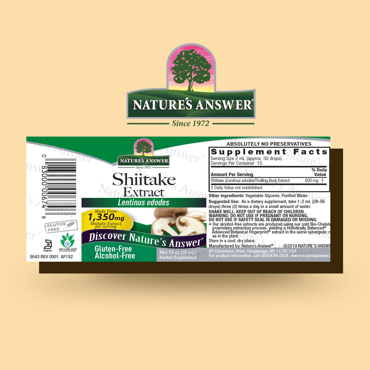 Foto 4 pulgar | Suplemento Alimenticio De Extracto De Hongos Shiitake De Nature's Answer, 30 Ml - Venta Internacional