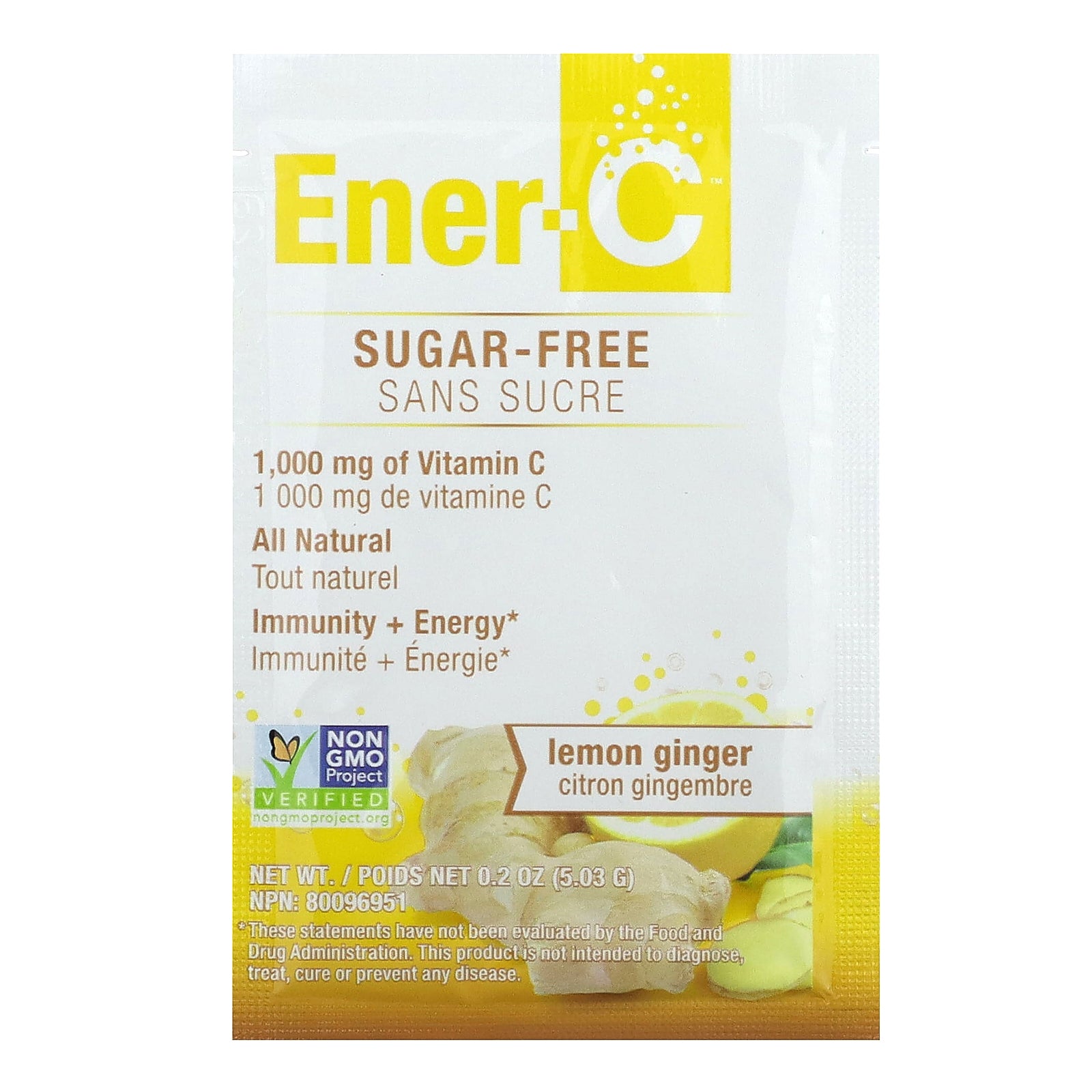 Foto 3 | Mezcla De Bebidas Con Vitamina C Ener-c  Limón Y Jengibre  Sin Azúcar  1000 Mg - Venta Internacional.