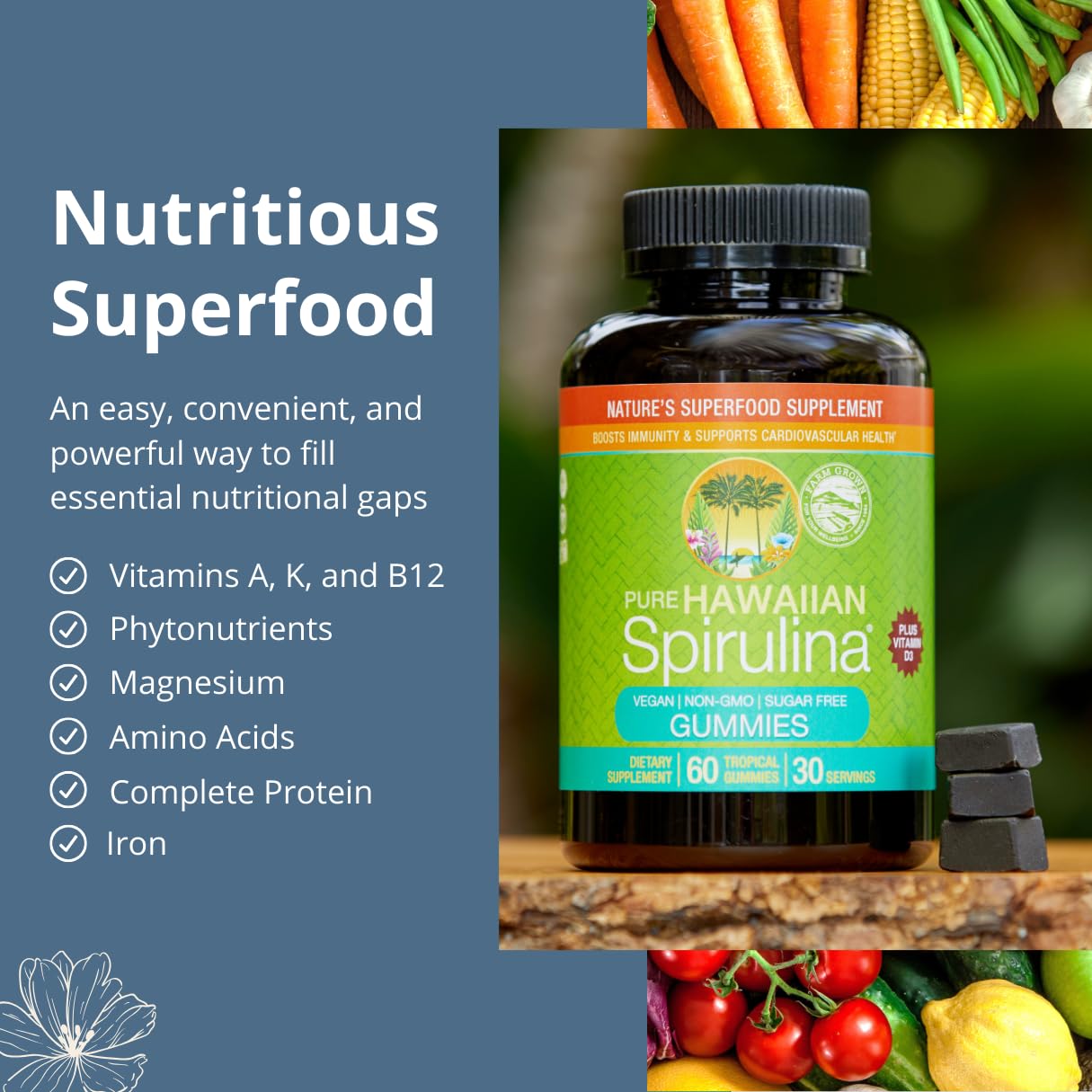 Foto 4 pulgar | Suplemento Nutrex Hawaii Spirulina Gummy 60 Comprimidos - Venta Internacional.