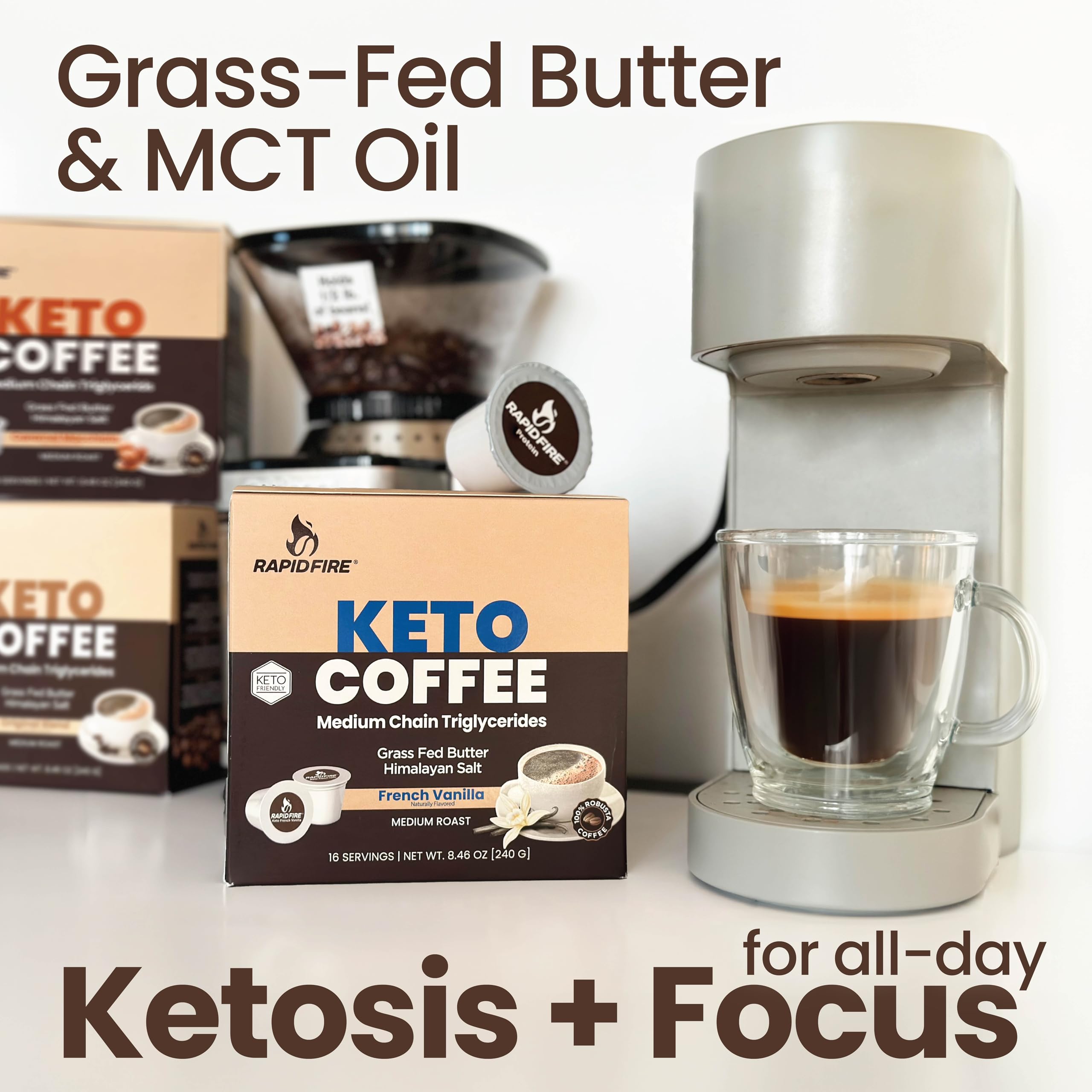 Foto 3 pulgar | Cápsulas de Café Rapid Fire French Vanilla Keto 16 Cápsulas K-Cup - Venta Internacional