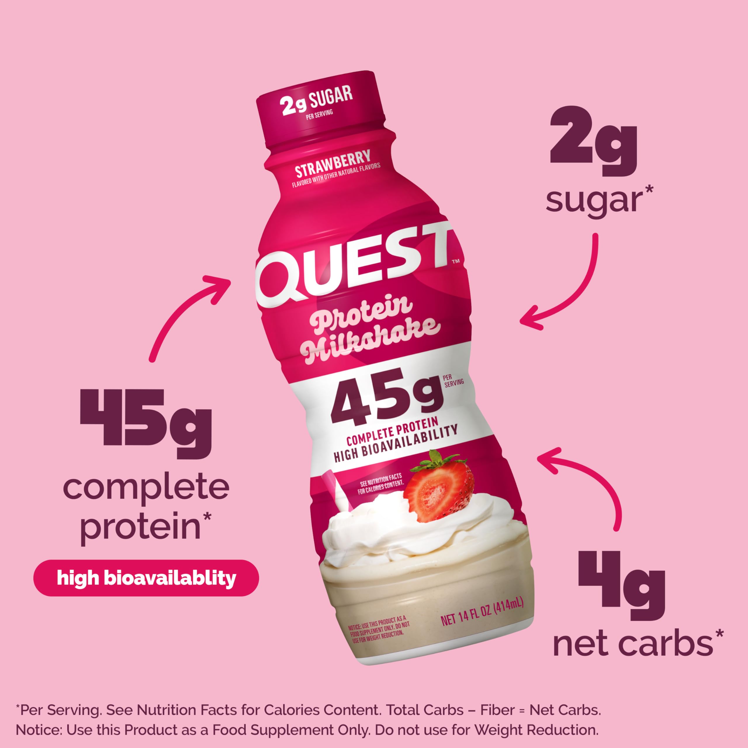 Foto 2 | Protein Shake Quest Nutrition Fresa  45 G De Proteína  4 X 414 Ml - Venta Internacional.