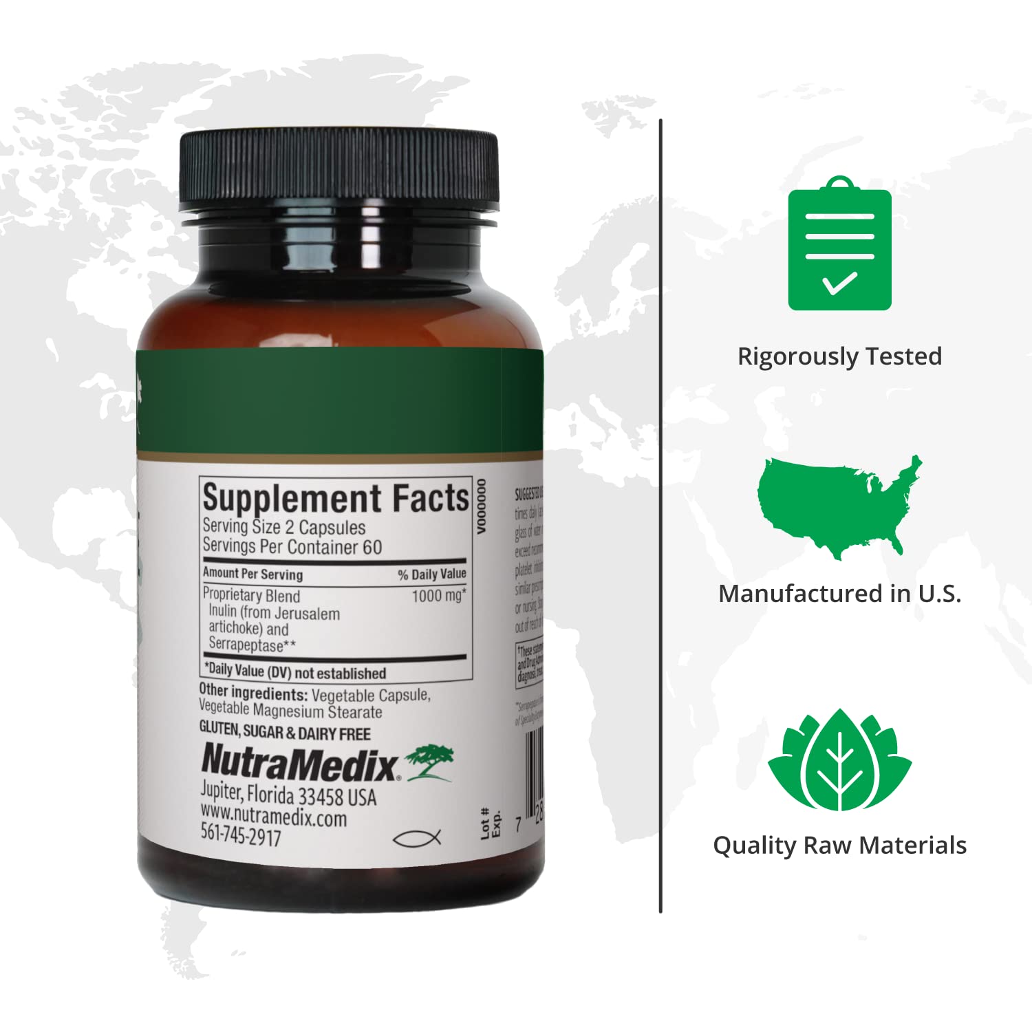 Foto 3 pulgar | Suplemento Nutramedix Serrapeptase Con Enzimas Digestivas 120 Cápsulas - Venta Internacional.