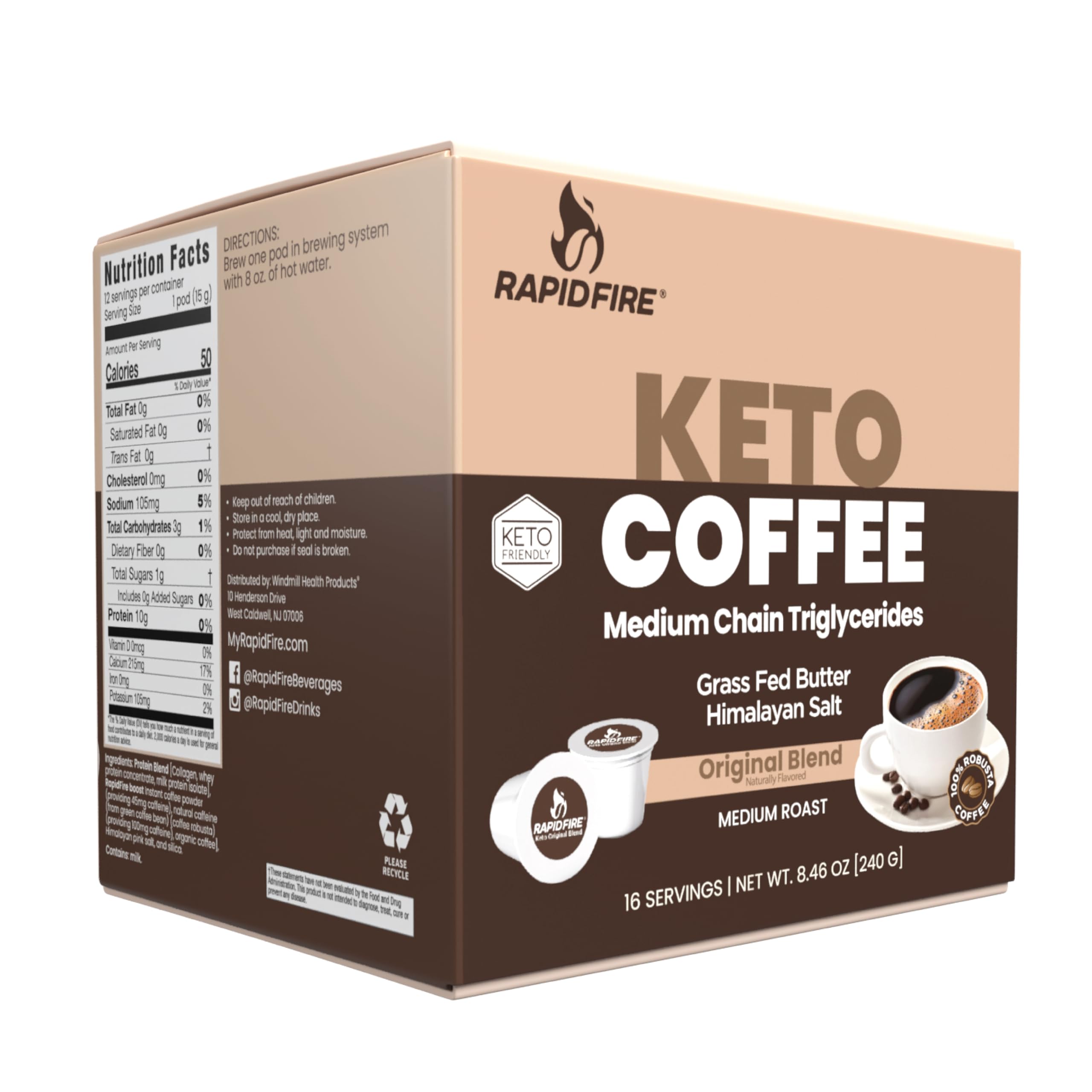 Foto 5 | Cápsulas de Café Rapid Fire Original Flavor Keto 1 Caja con 16 Piezas - Venta Internacional