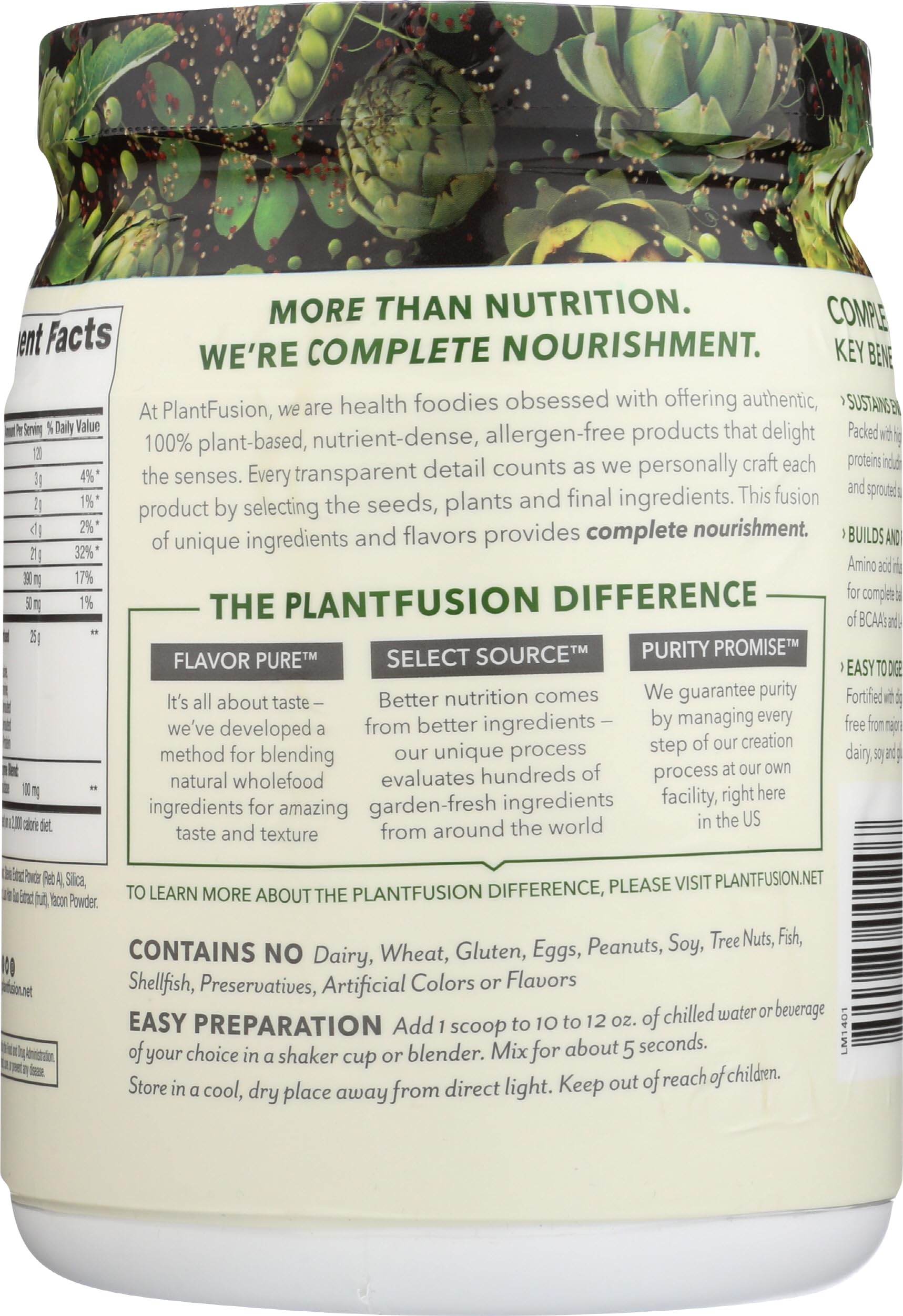 Foto 2 | Proteína En Polvo Plantfusion Complete Vegan Con Bcaa 454 G - Venta Internacional.