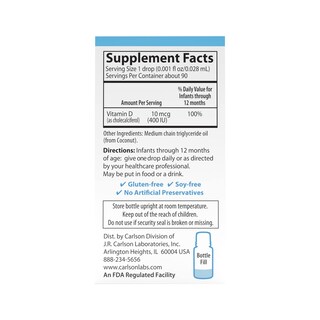 Foto 4 | Suplemento Alimenticio Super Daily D3 De Carlson Laboratories Para Bebés - Venta Internacional