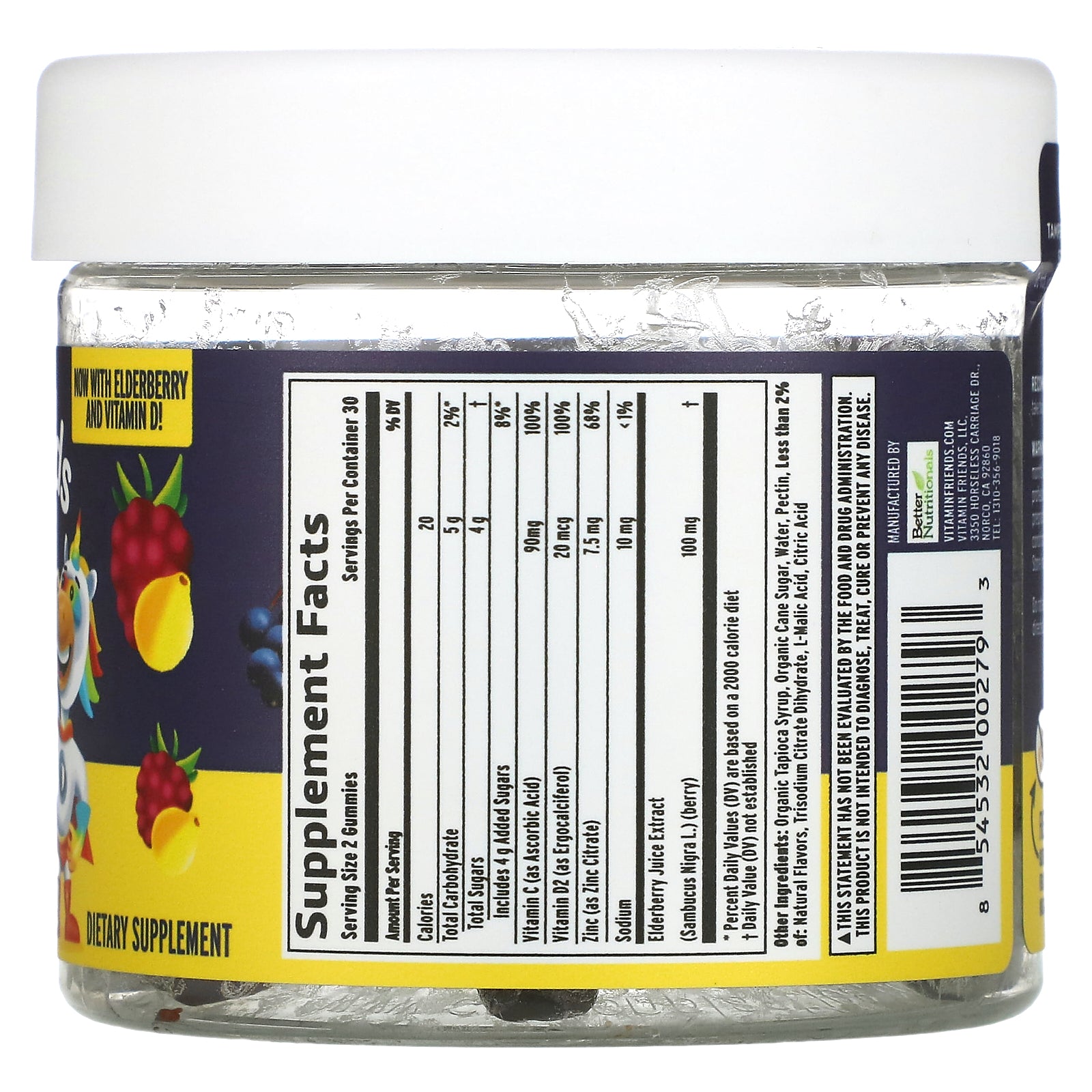 Foto 3 pulgar | Suplemento Vitamin Friends Immune Vit D + Gomitas De Saúco - Venta Internacional.