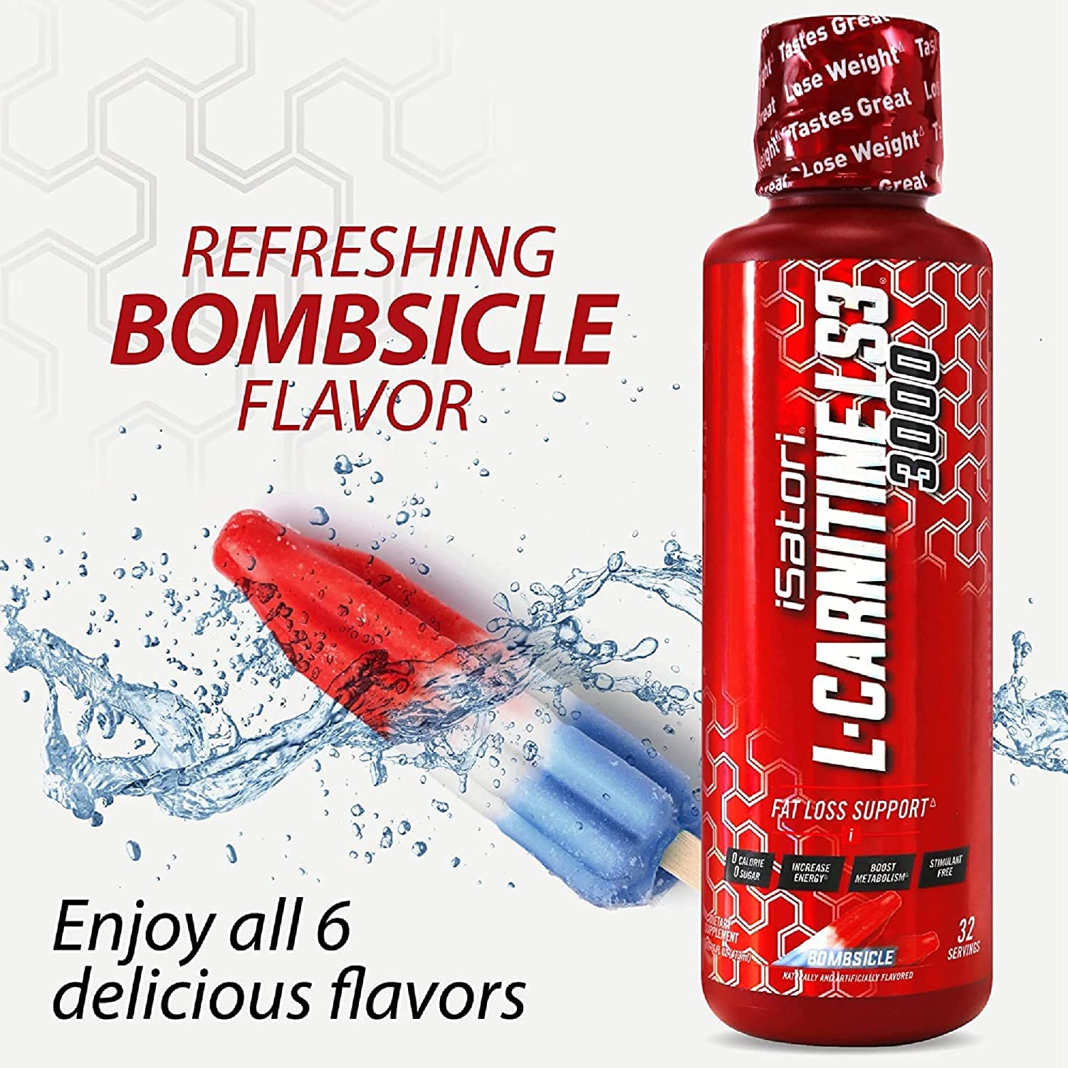 Foto 7 pulgar | Suplemento Isatori L-carnitine Ls3 3000 Liquid Bombsicle 960 Ml - Venta Internacional.