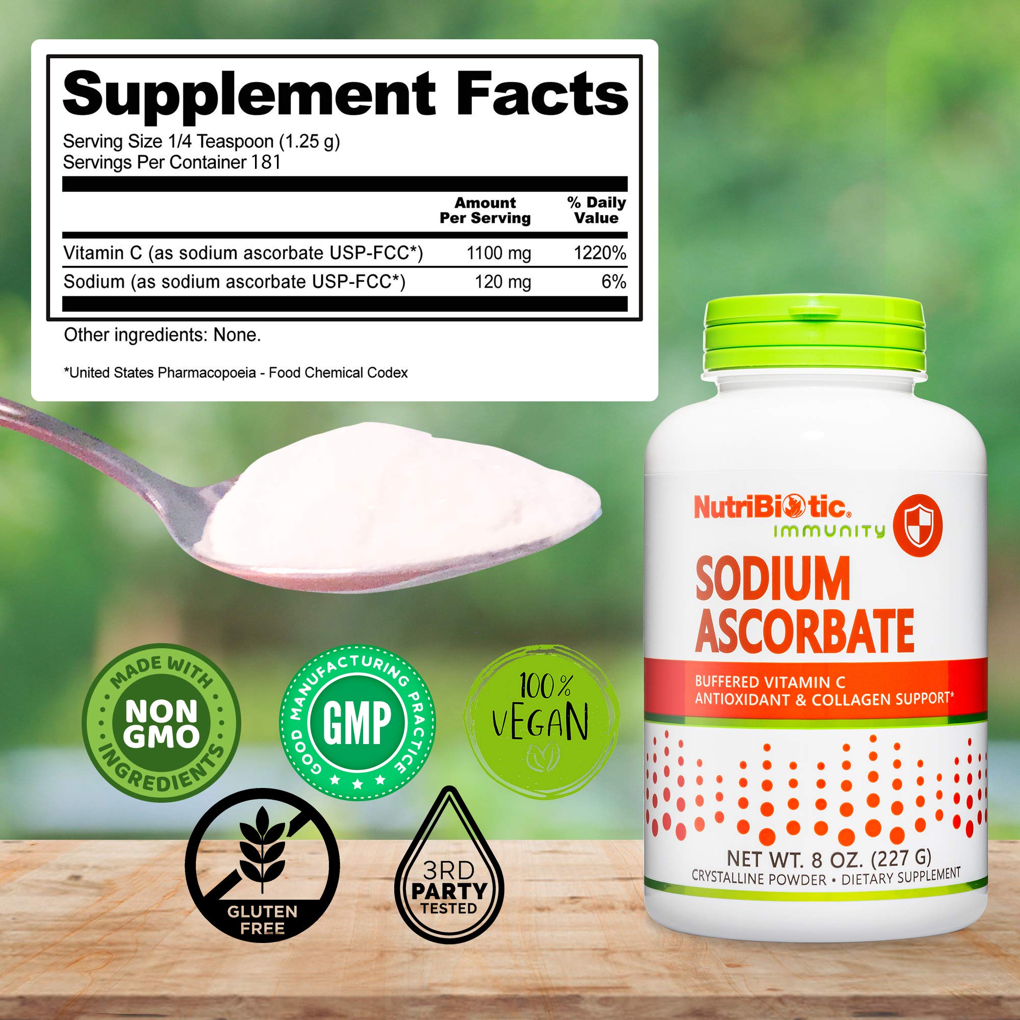 Foto 6 pulgar | Vitamina C En Polvo Nutribiotic  Ascorbato De Sodio  240 Ml  Vegano - Venta Internacional.