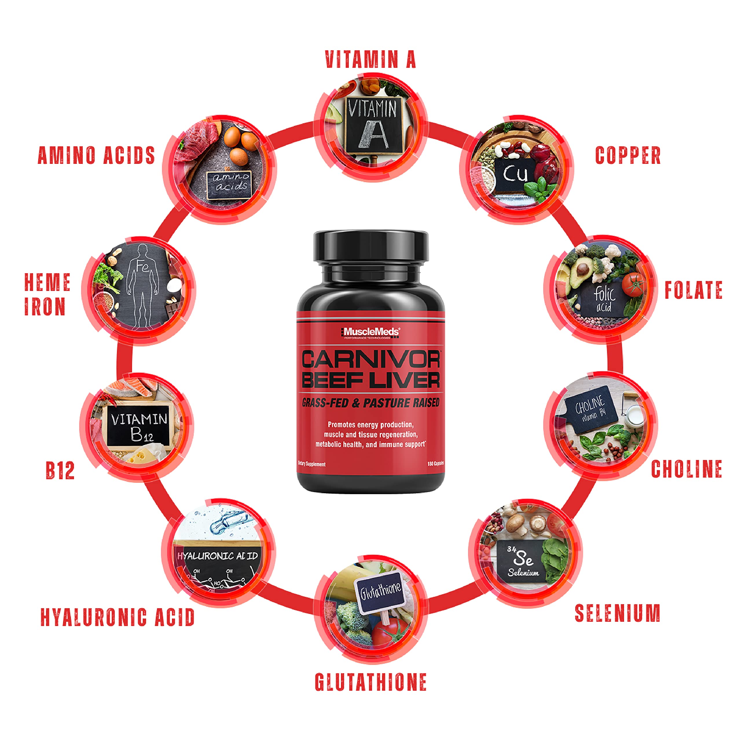 Foto 5 pulgar | Suplemento Musclemeds Carnivor Beef Liver 180 Cápsulas - Venta Internacional.