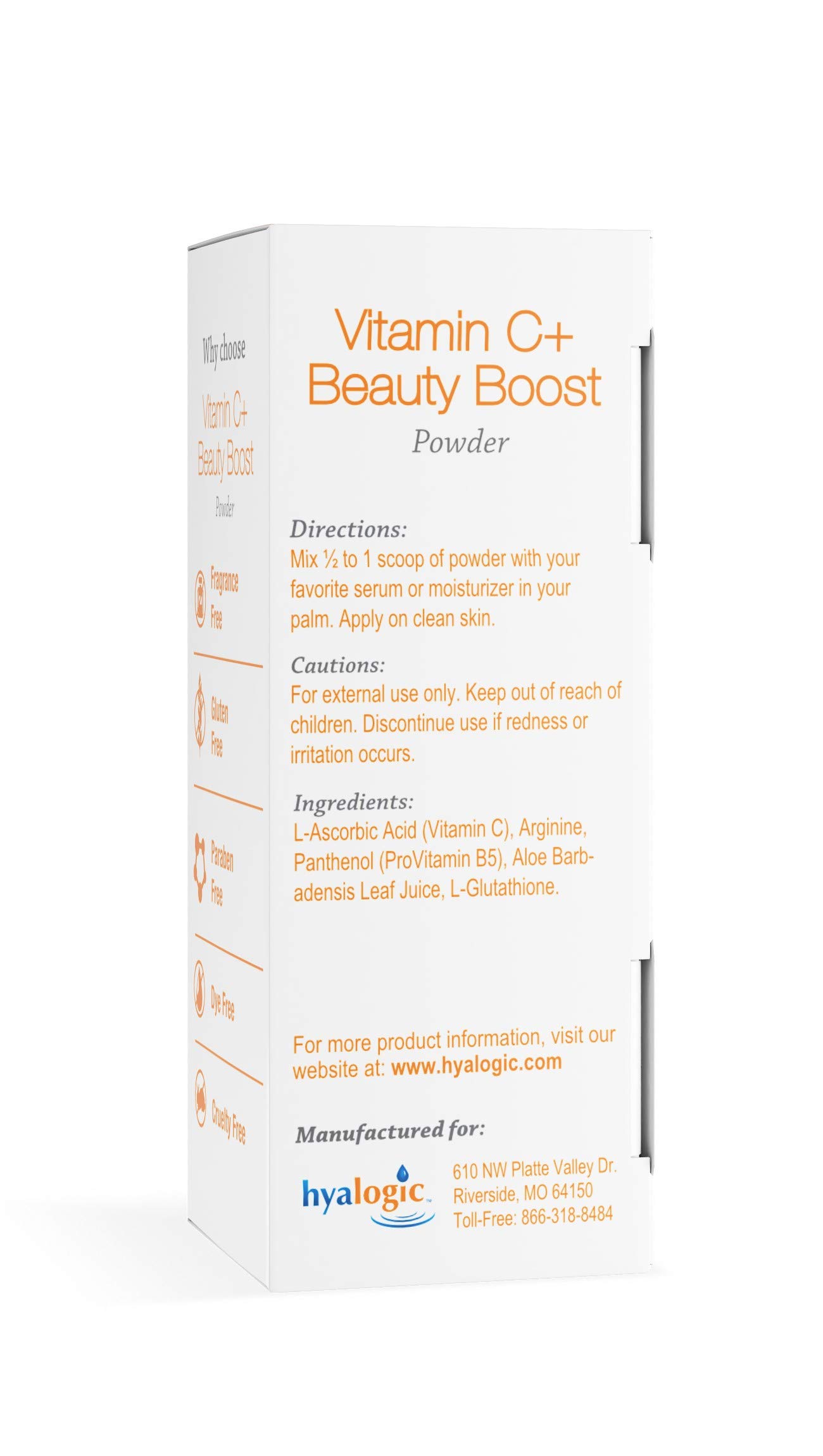 Foto 3 pulgar | Vitamina C+ Beauty Boost Powder Hyalogic  6 G  Para El Cuidado De La Piel - Venta Internacional.