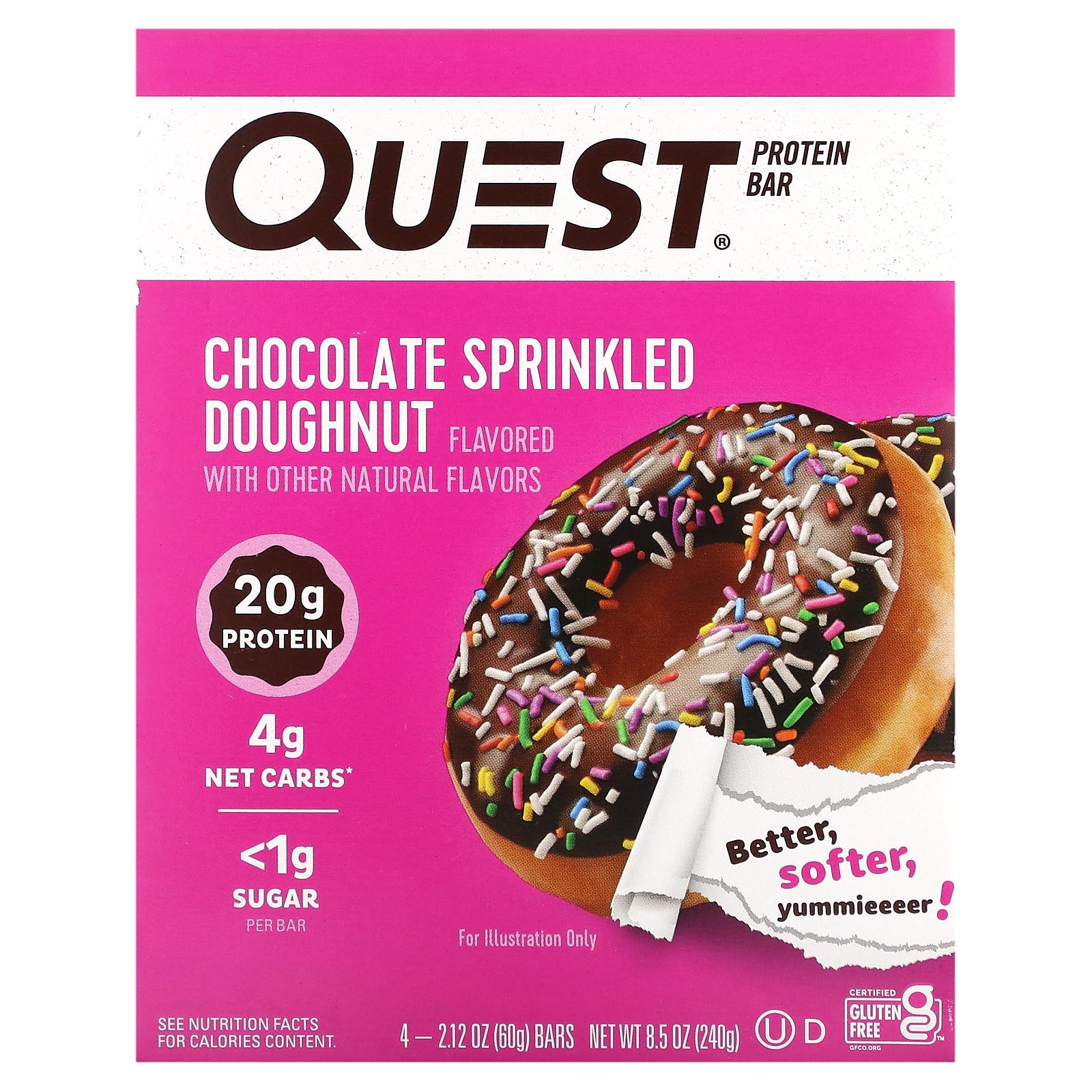Foto 2 pulgar | Donut Espolvoreado Con Chocolate Quest Nutrition De Protein Bar  60 G - Venta Internacional.