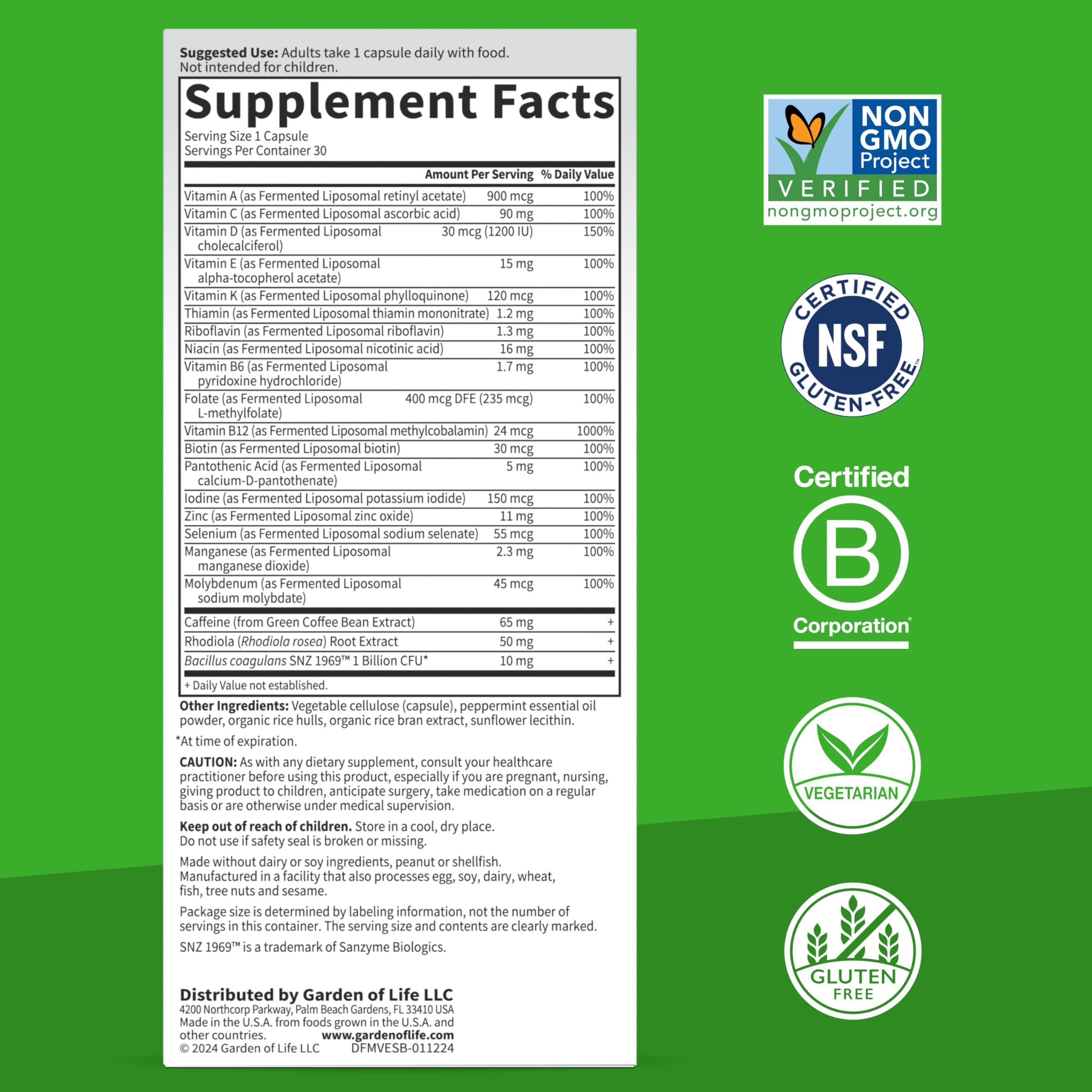 Foto 6 pulgar | Suplemento Garden Of Life Dr. Formulated Multi+ Energy 30 Cápsulas - Venta Internacional.