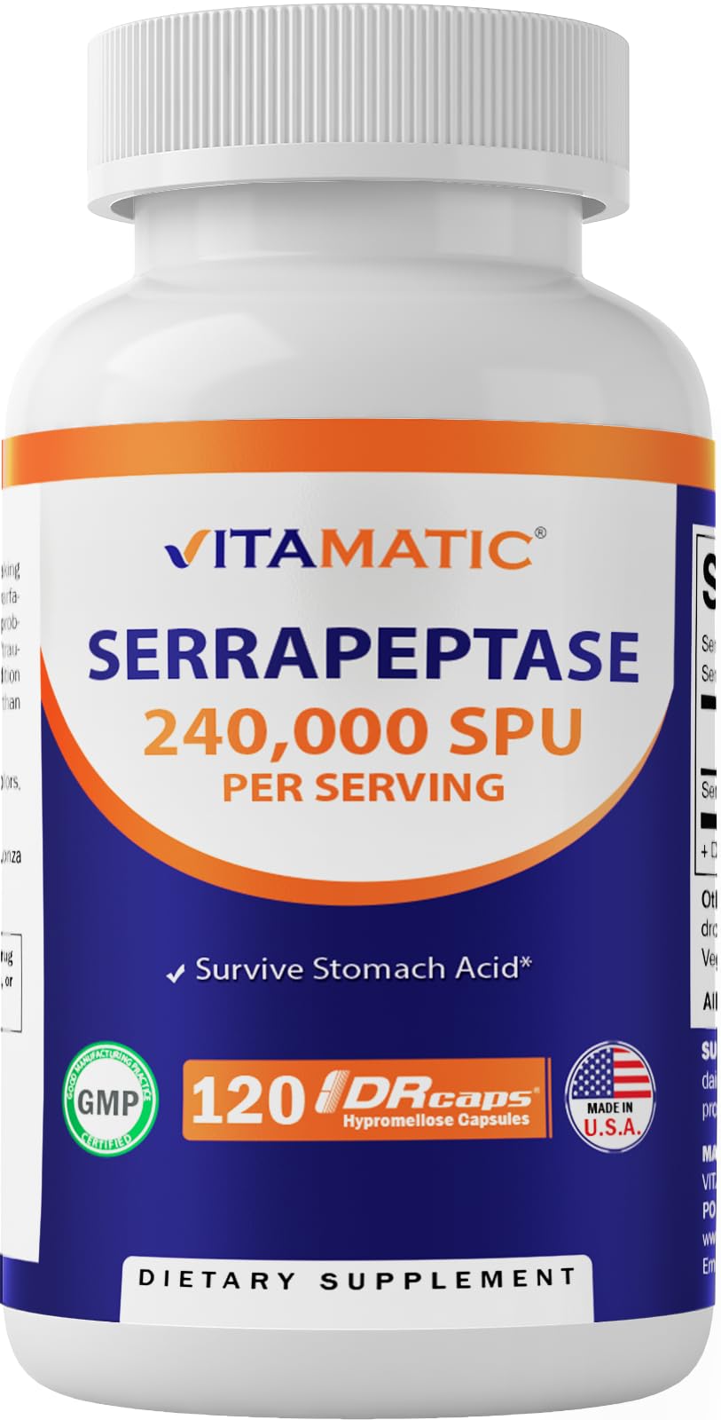 Foto 2 pulgar | Suplemento Vitamatic Serrapeptase 240.000 Spu 120 Cápsulas - Venta Internacional.