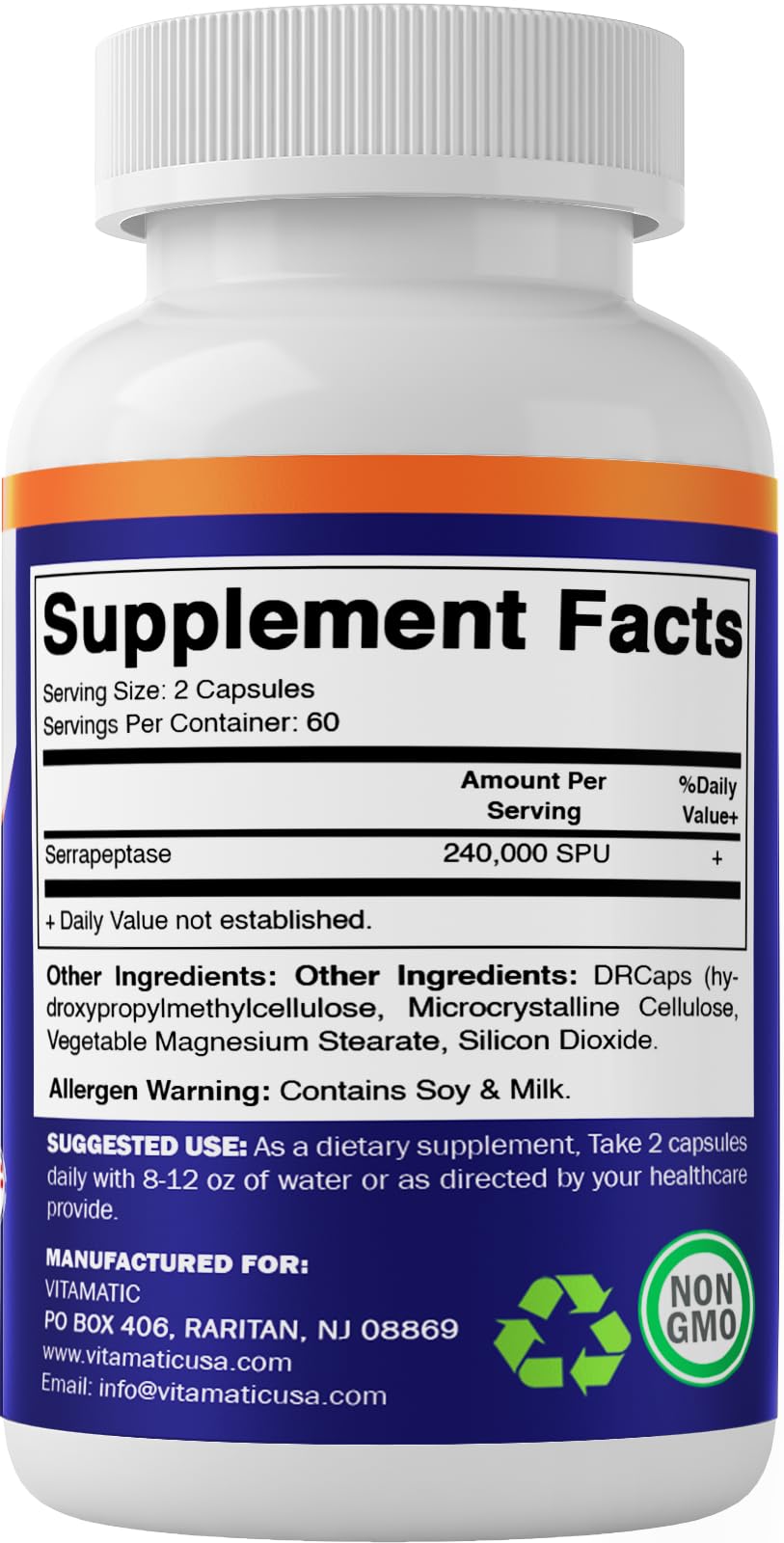 Foto 6 pulgar | Suplemento Vitamatic Serrapeptase 240.000 Spu 120 Cápsulas - Venta Internacional.