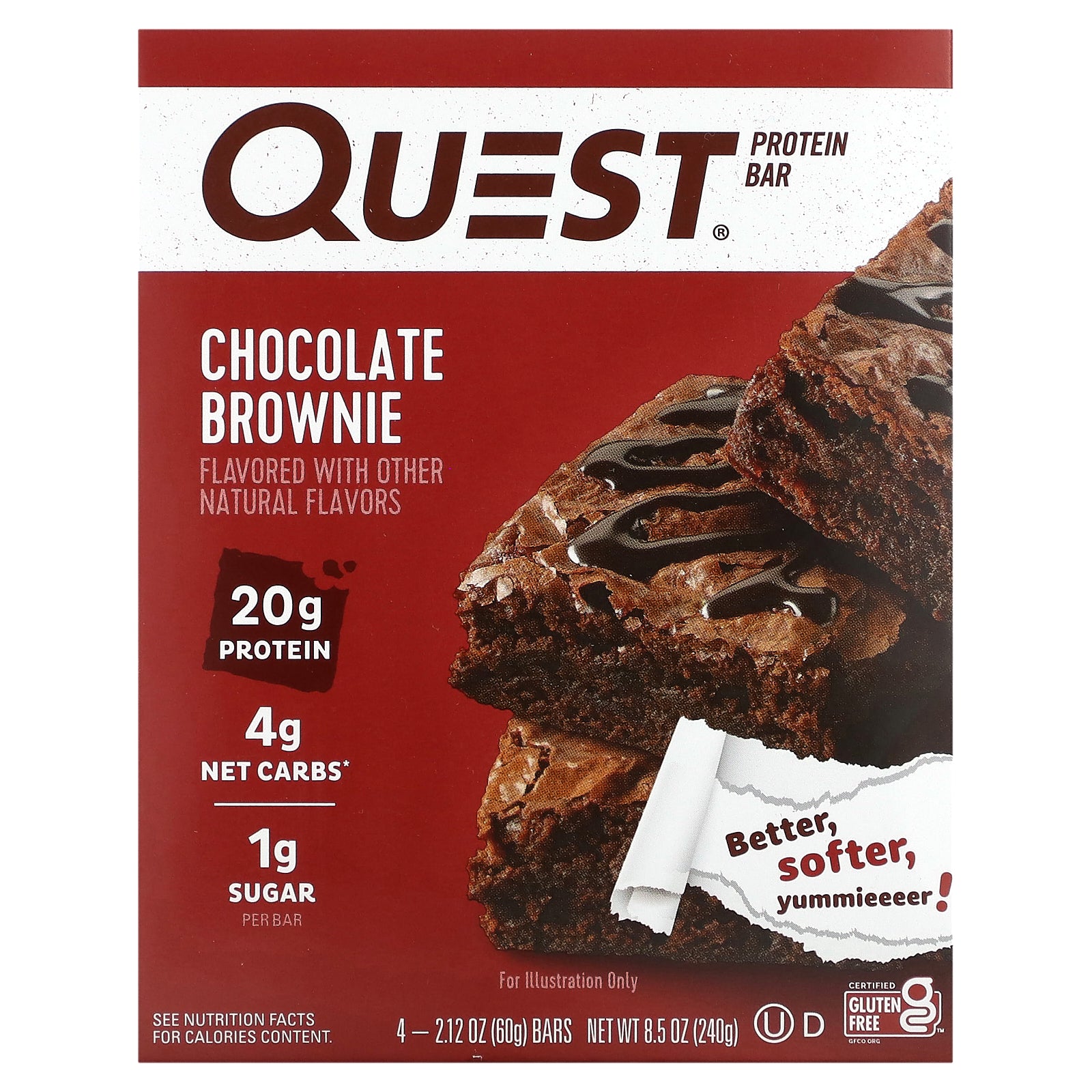 Brownie De Chocolate Protein Bar Quest Nutrition  60 G  4 Barras - Venta Internacional.