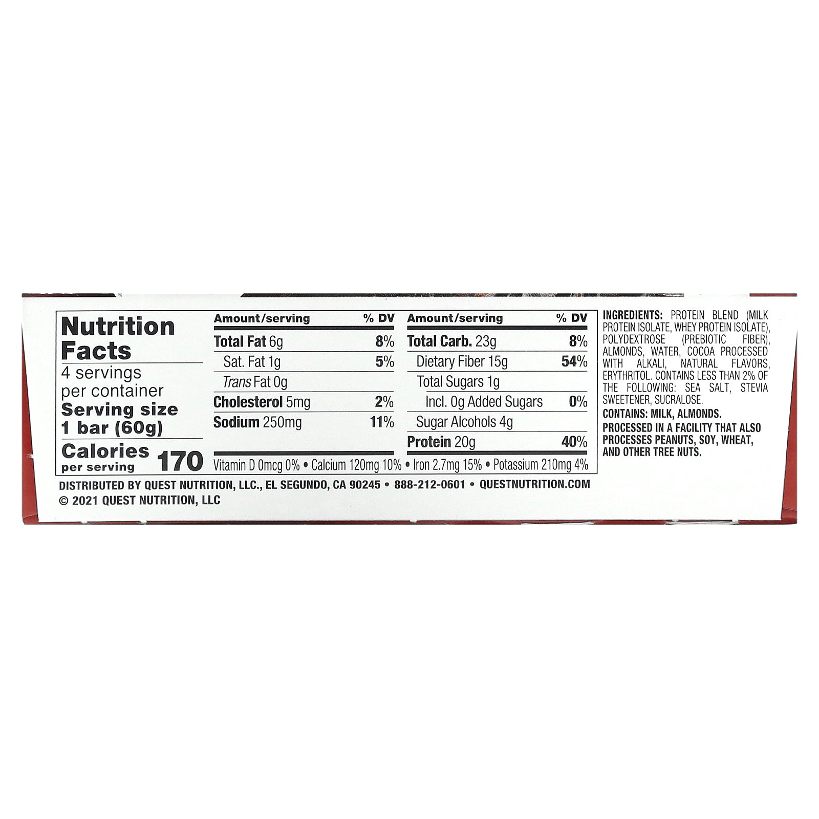 Foto 3 pulgar | Brownie De Chocolate Protein Bar Quest Nutrition  60 G  4 Barras - Venta Internacional.