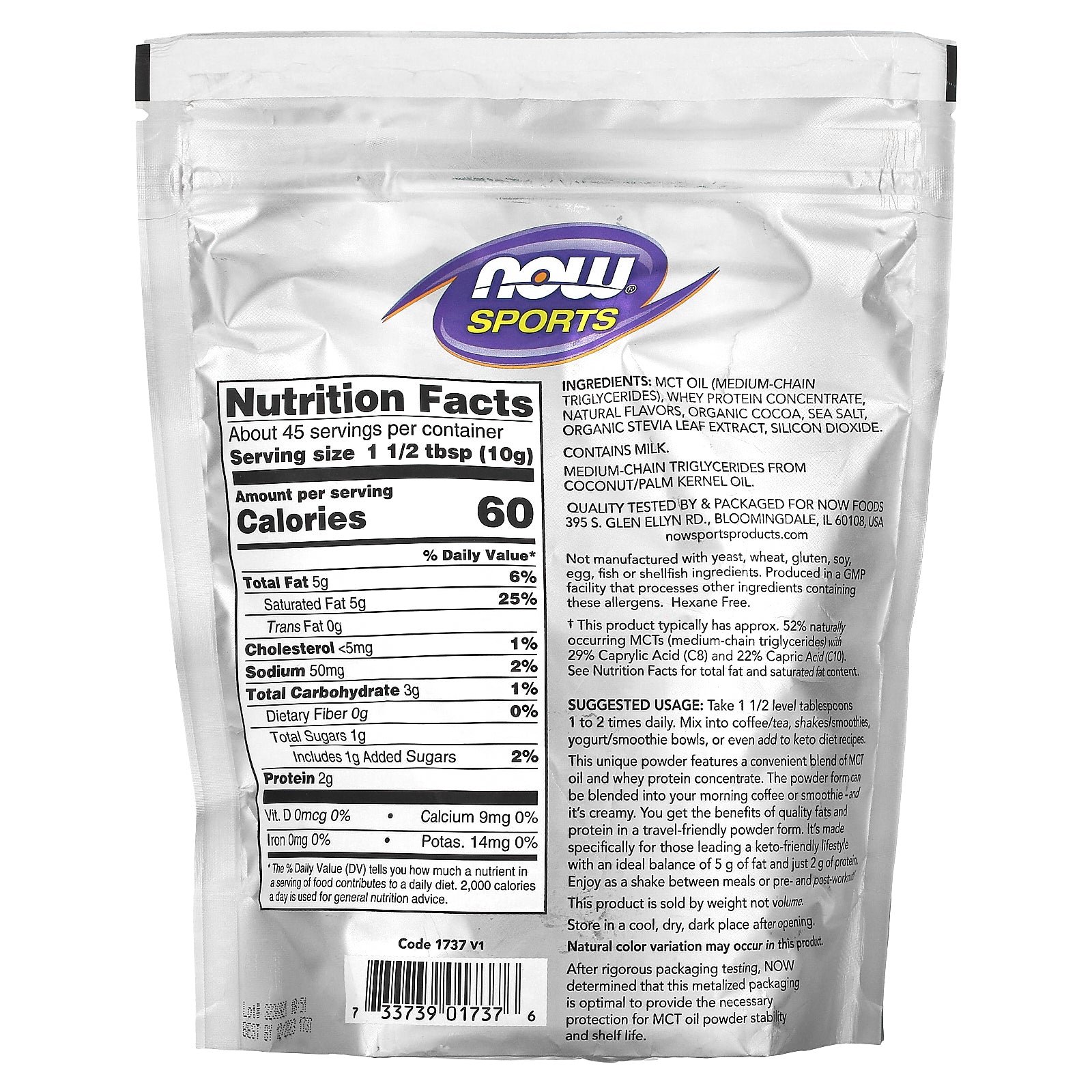 Foto 3 pulgar | Suplemento Now Foods Sports Mct En Polvo Con Proteína De Suero De Leche 454 G - Venta Internacional.