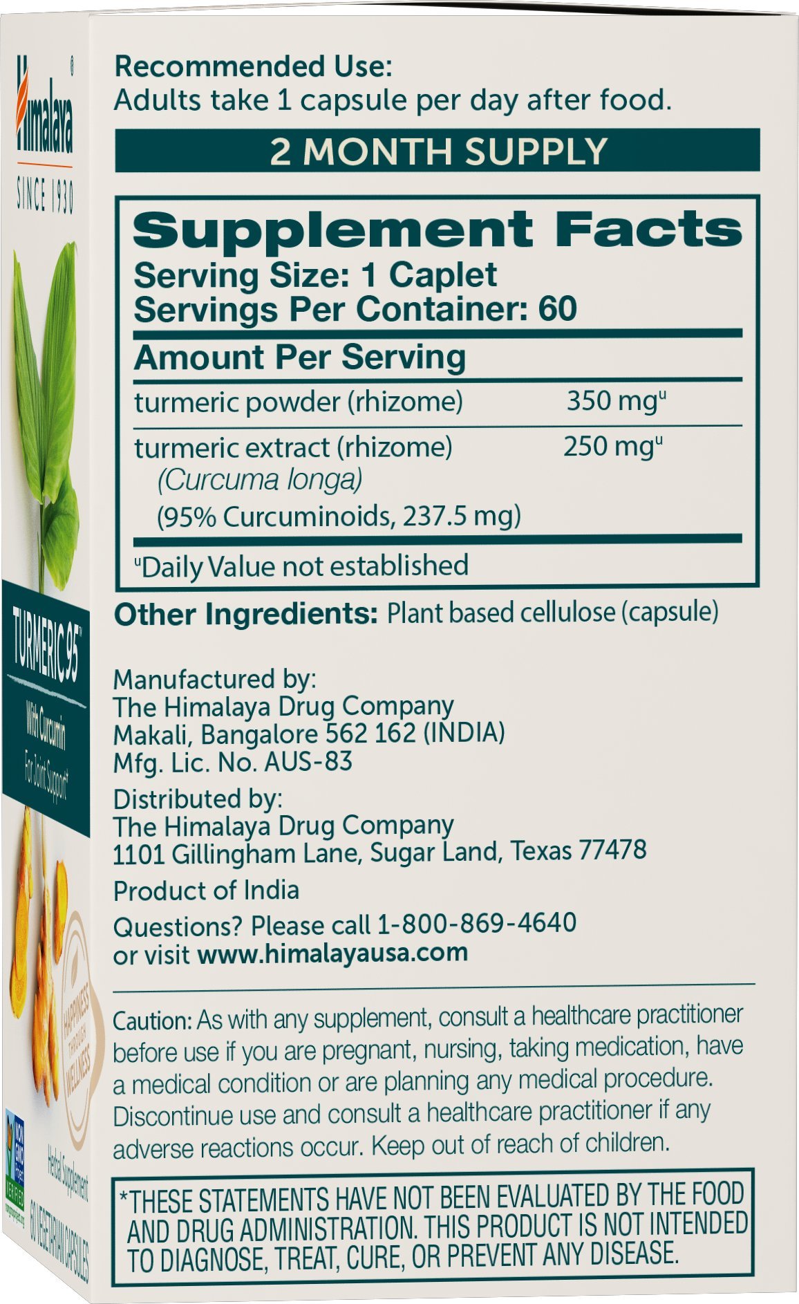Foto 3 pulgar | Suplemento De Cúrcuma Del Himalaya 95 Con Curcumina 600 Mg 60 Cápsulas X2 - Venta Internacional.
