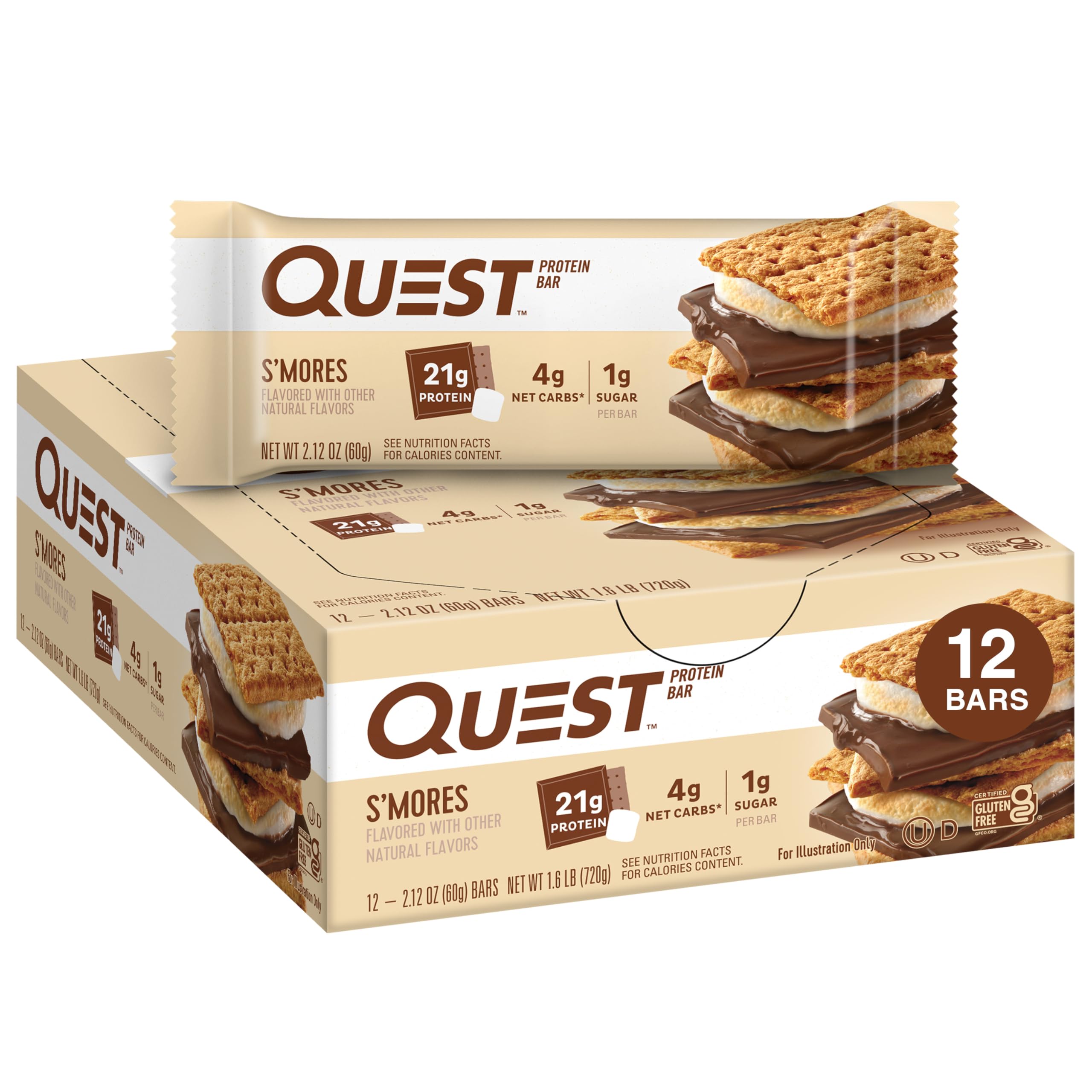 Foto 2 pulgar | Barras De Proteína Quest Nutrition S'mores  21 G De Proteína  12 Unidades - Venta Internacional.