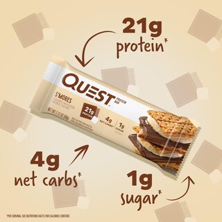 Foto 2 | Barras De Proteína Quest Nutrition S'mores 21 G De Proteína 12 Unidades - Venta Internacional.