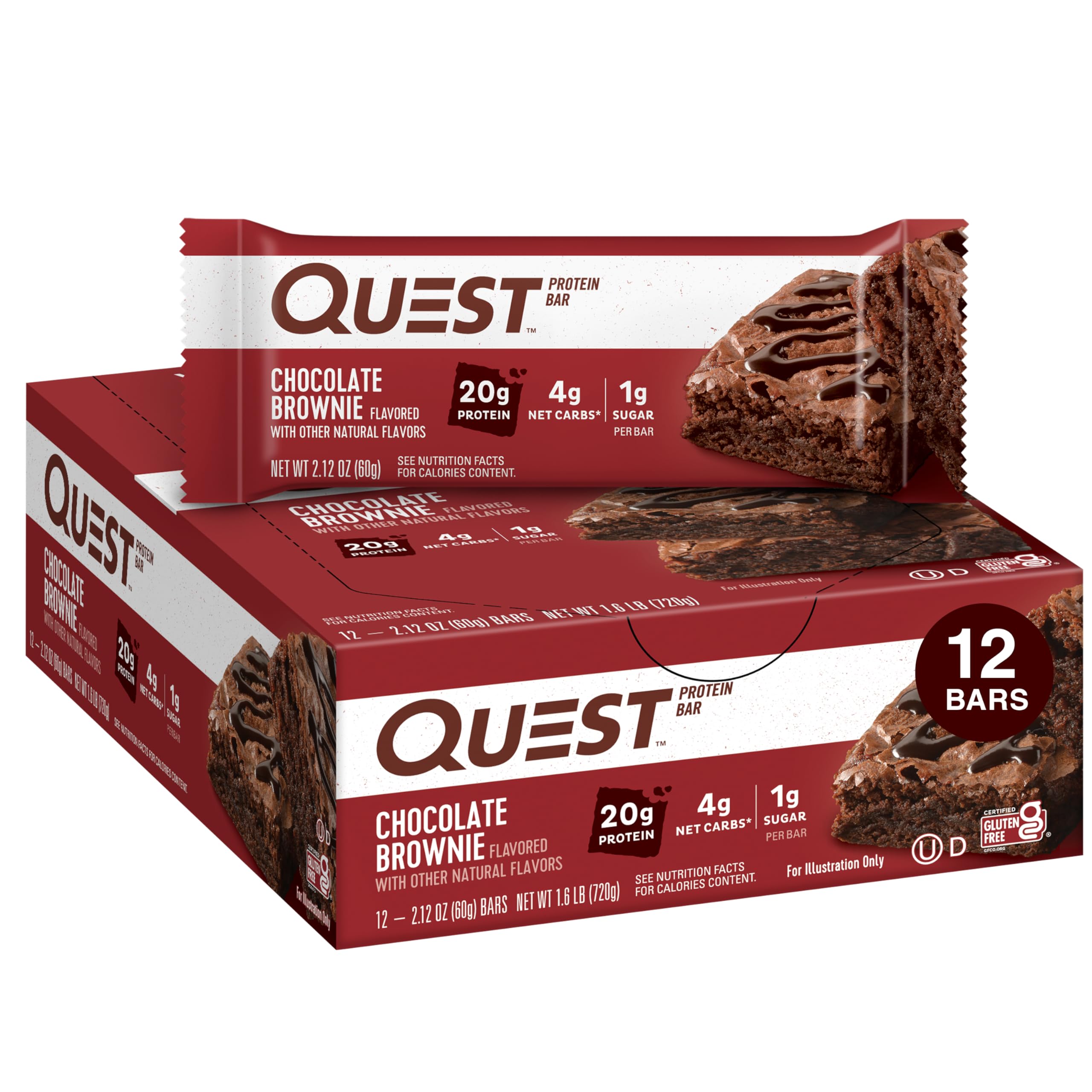 Foto 2 pulgar | Brownie De Chocolate Protein Bar Quest Nutrition  20 G De Proteína - Venta Internacional.