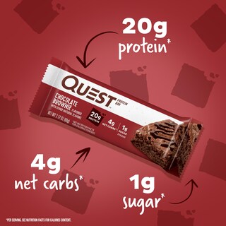 Foto 2 | Brownie De Chocolate Protein Bar Quest Nutrition 20 G De Proteína - Venta Internacional.