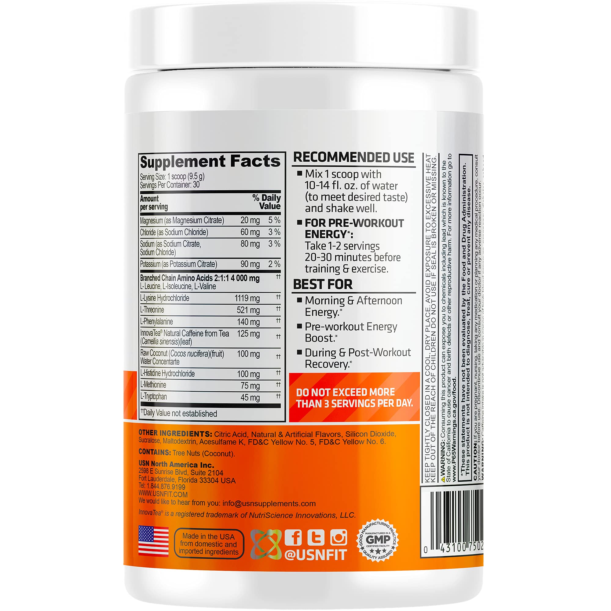 Foto 4 pulgar | Suplemento Usn Amino Stim Eaas + Energy Mango Piña 300 Ml - Venta Internacional.