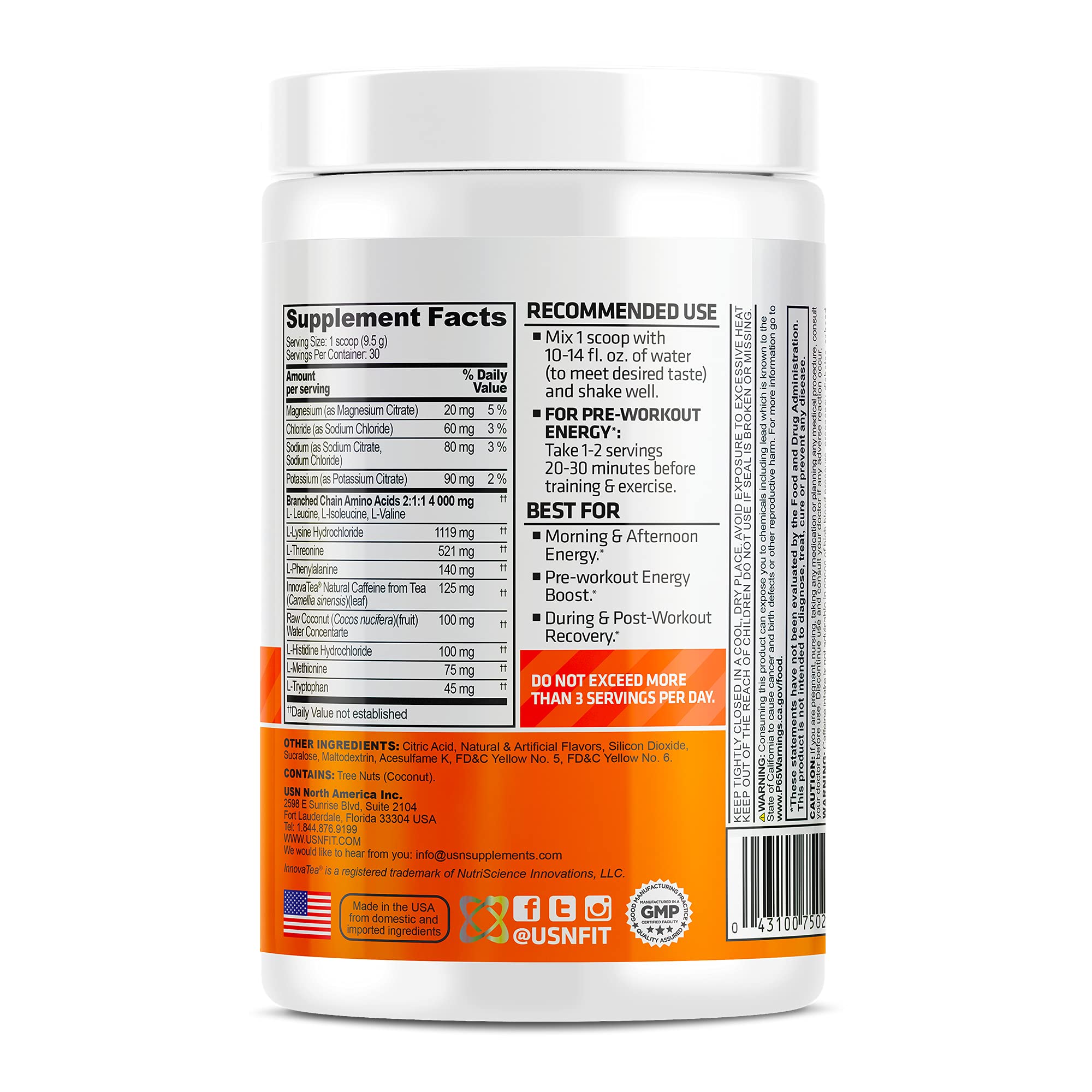 Foto 6 pulgar | Suplemento Usn Amino Stim Eaas + Energy Mango Piña 300 Ml - Venta Internacional.