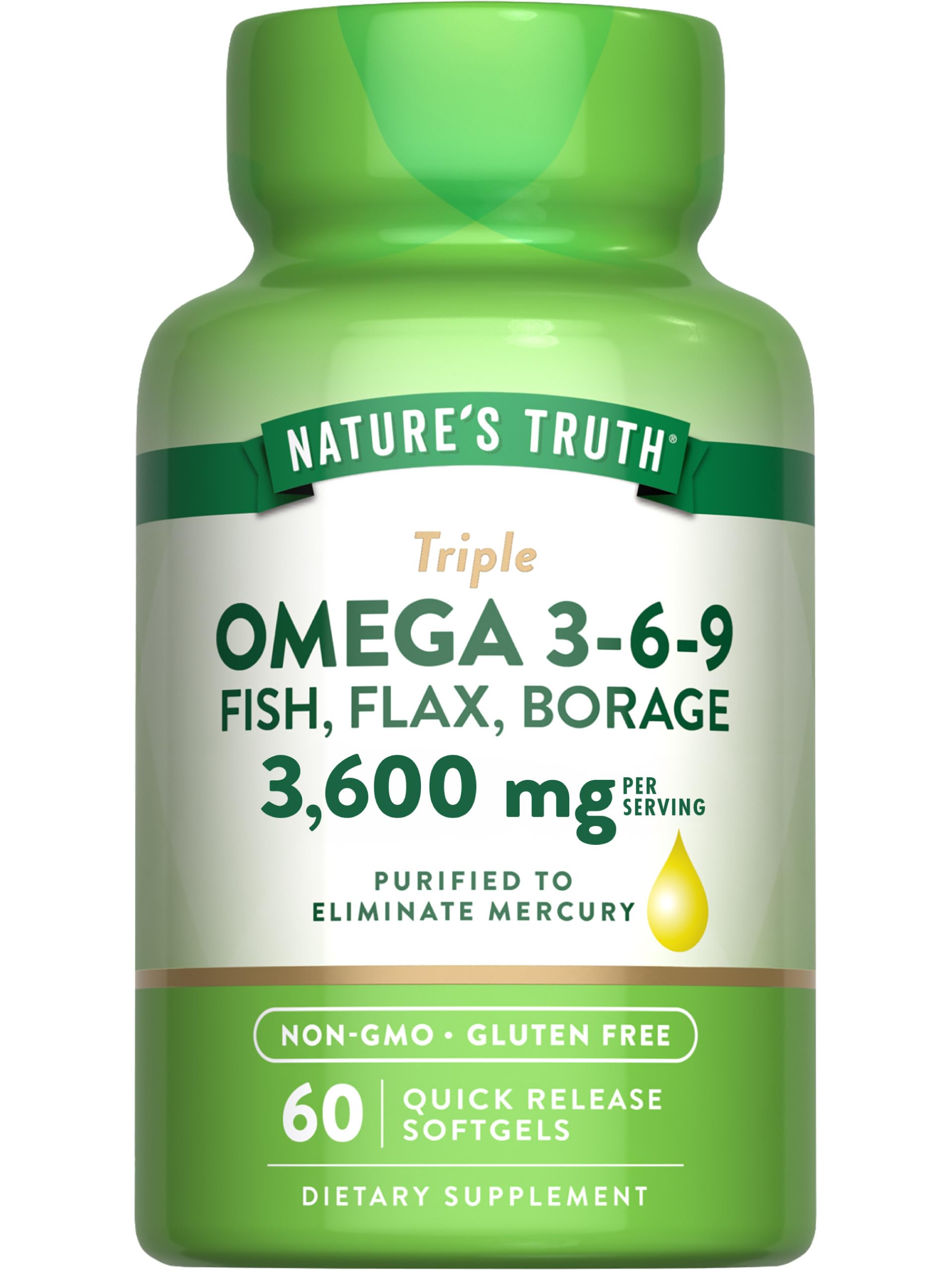Foto 2 pulgar | Suplemento Nature's Truth Triple Omega 3-6-9 3600 Mg 60 Unidades - Venta Internacional.