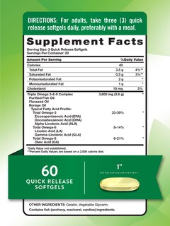 Foto 2 | Suplemento Nature's Truth Triple Omega 3-6-9 3600 Mg 60 Unidades - Venta Internacional.