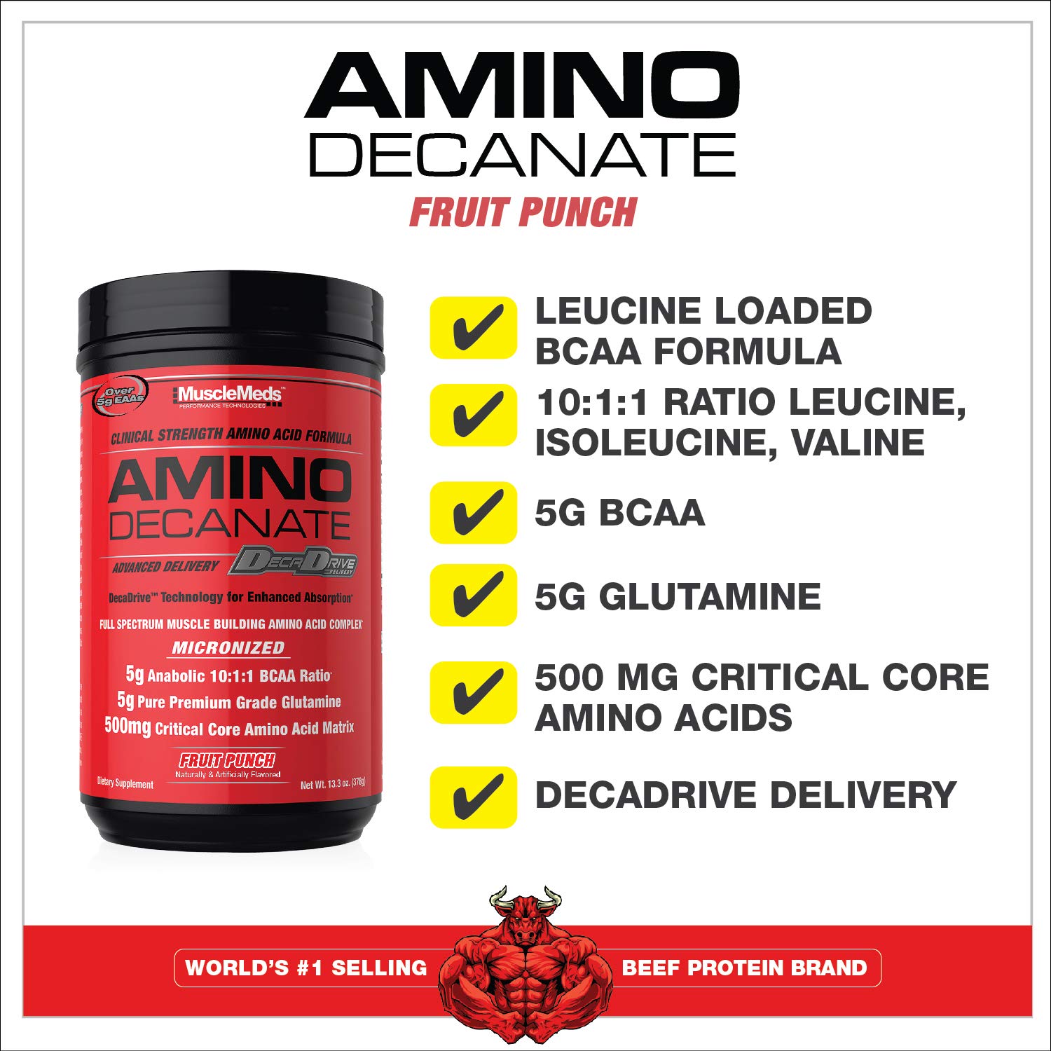 Foto 5 pulgar | Ponche De Frutas Supplement Musclemeds Con Amino Decanato  30 Porciones - Venta Internacional.
