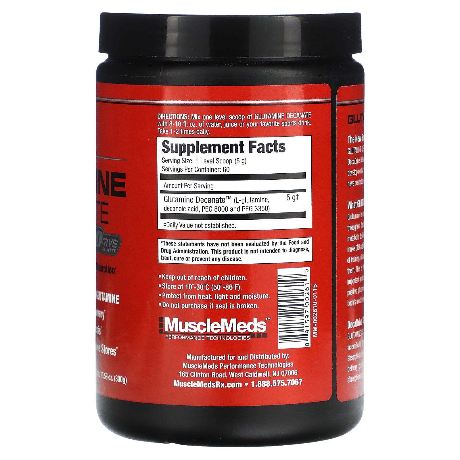 Foto 3 pulgar | Suplemento Musclemeds Decanato De Glutamina 300 G Sin Sabor - Venta Internacional.