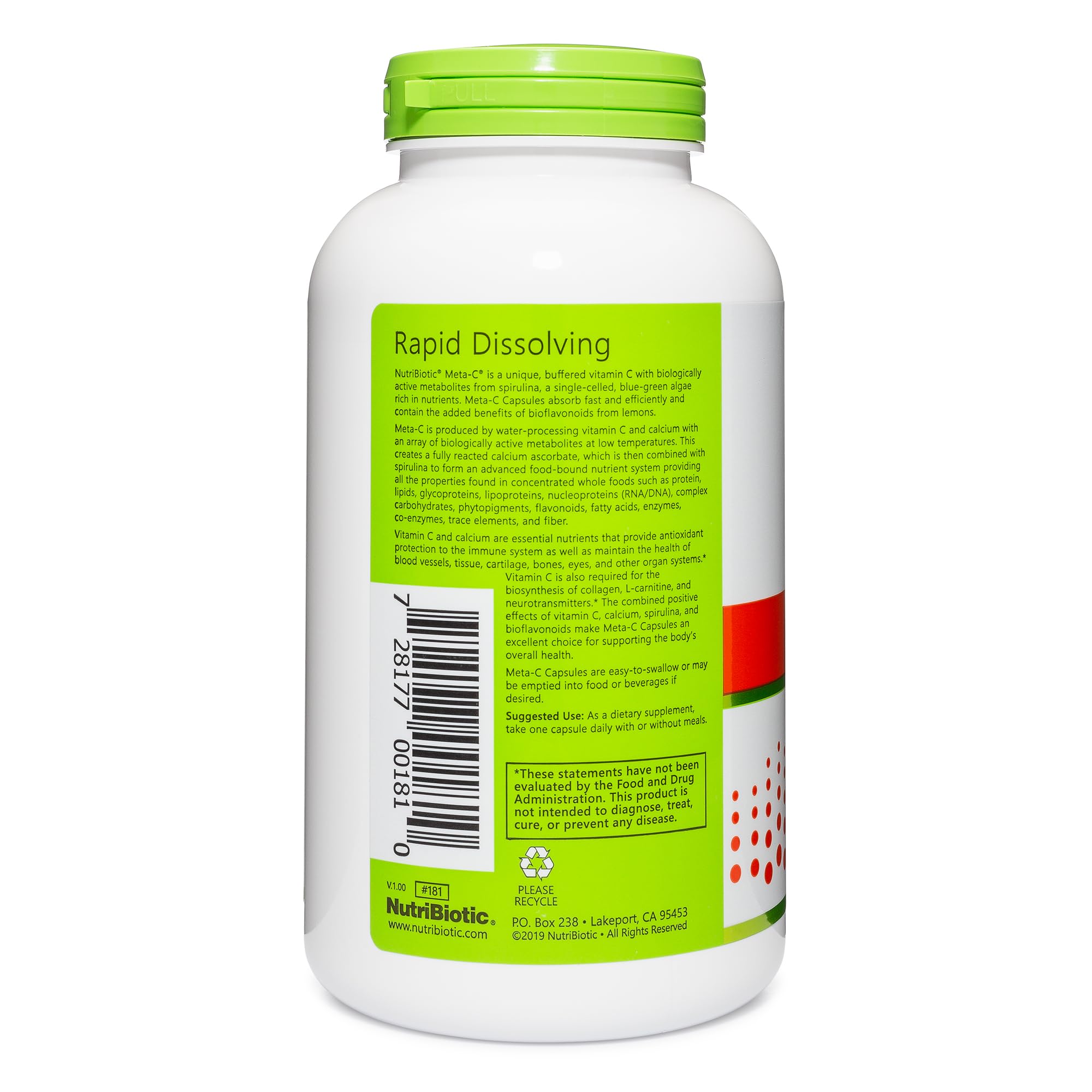 Foto 3 pulgar | Suplemento Nutribiotic Meta-c  Cápsulas De 500 Mg De Vitamina C  250 Unidades - Venta Internacional.