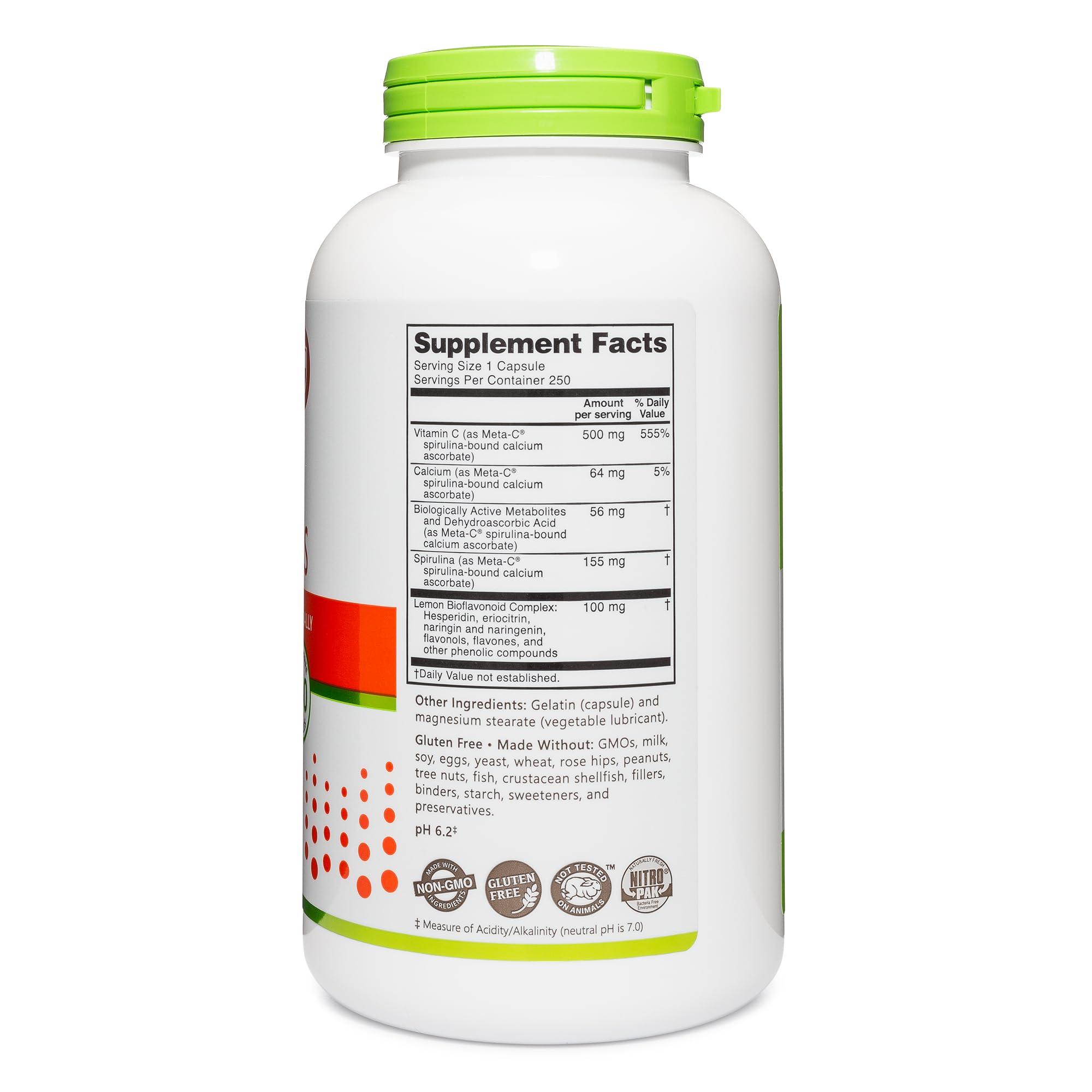 Foto 4 pulgar | Suplemento Nutribiotic Meta-c  Cápsulas De 500 Mg De Vitamina C  250 Unidades - Venta Internacional.