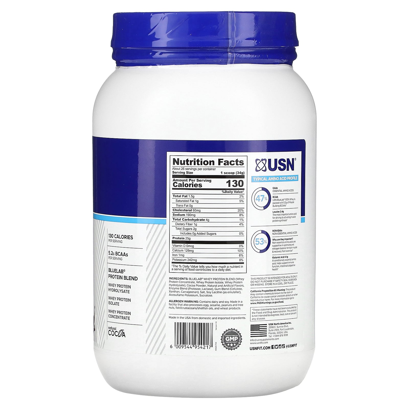 Foto 3 pulgar | Proteína En Polvo Usn Bluelab 100% Whey Chocolate 907g - Venta Internacional.