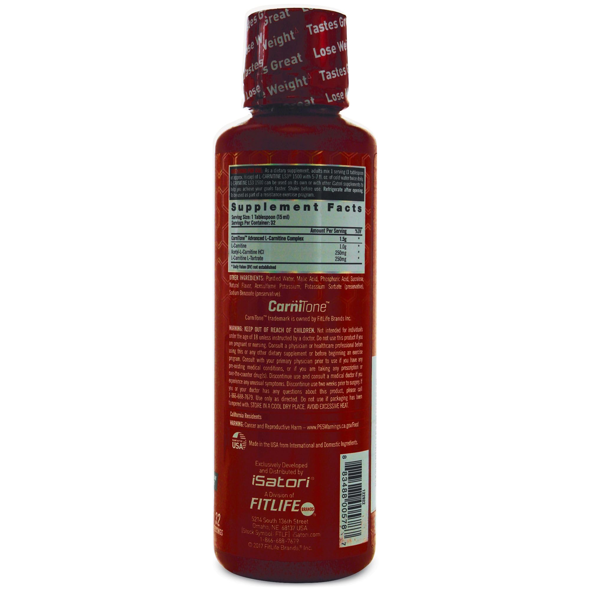 Foto 8 pulgar | Suplemento Isatori L-carnitine Ls3 1500 Sabor Uva 480 Ml - Venta Internacional.