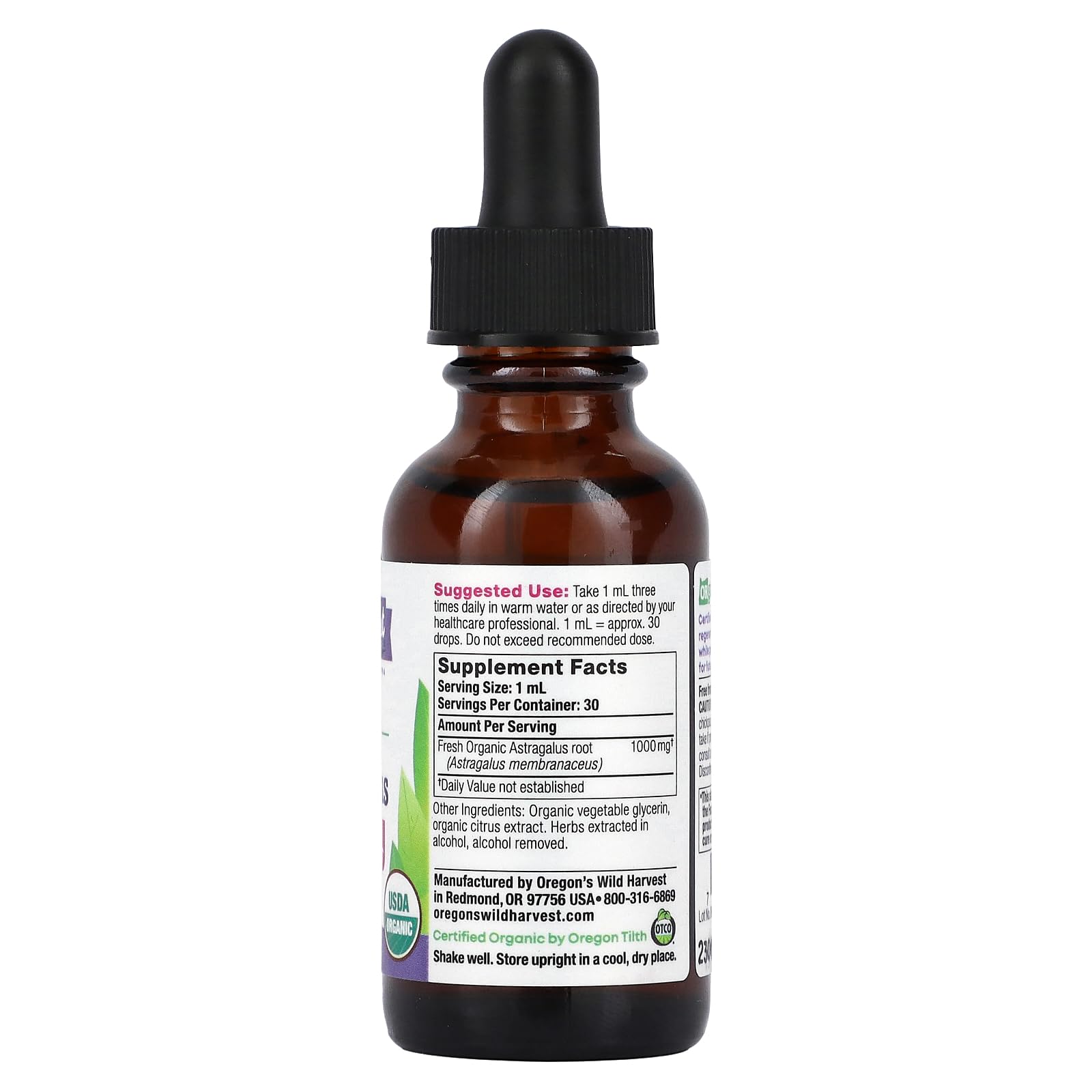 Foto 3 pulgar | Suplemento De Astrágalo Orgánico De Oregon's Wild Harvest  30 Ml - Venta Internacional.