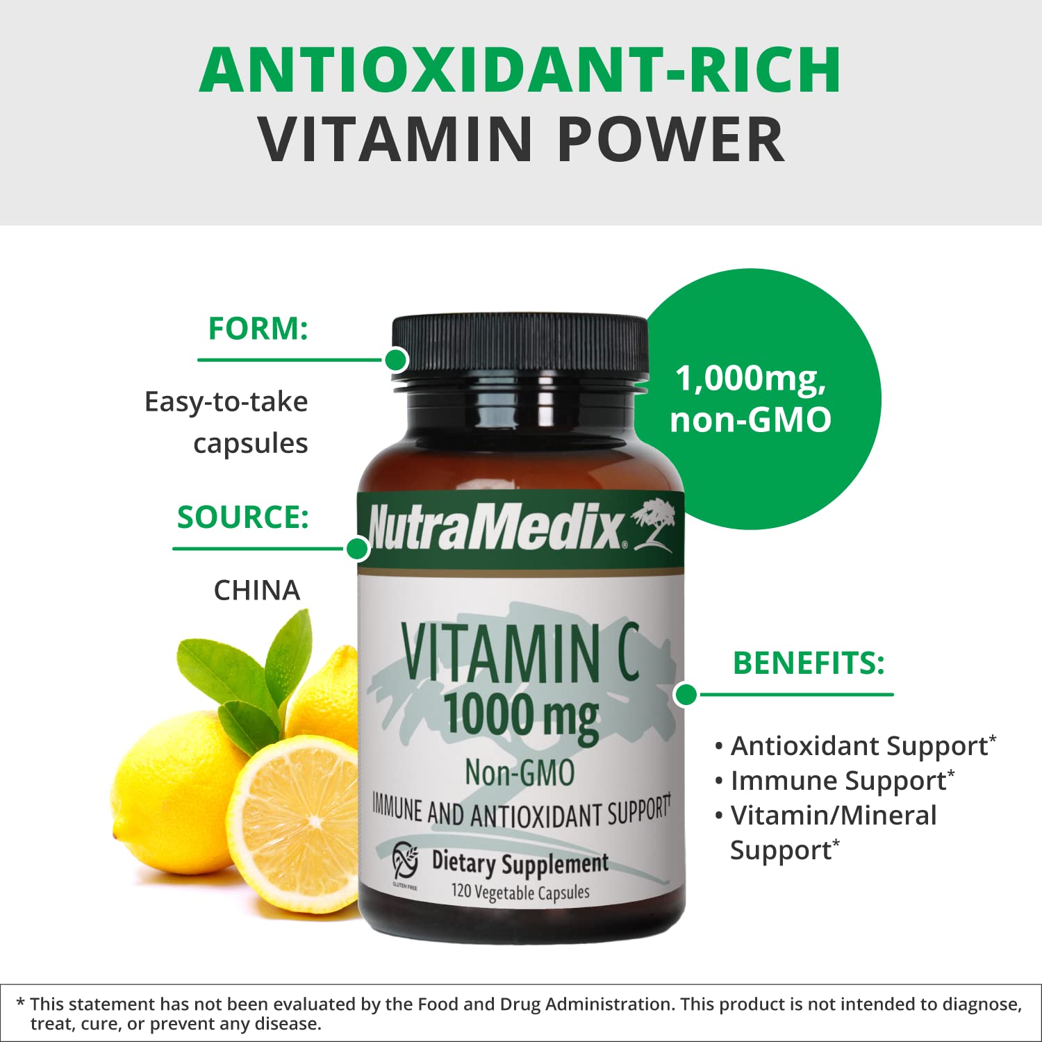 Foto 5 pulgar | Suplemento NutraMedix Vitamina C 1000 mg 120 Cápsulas - Venta Internacional