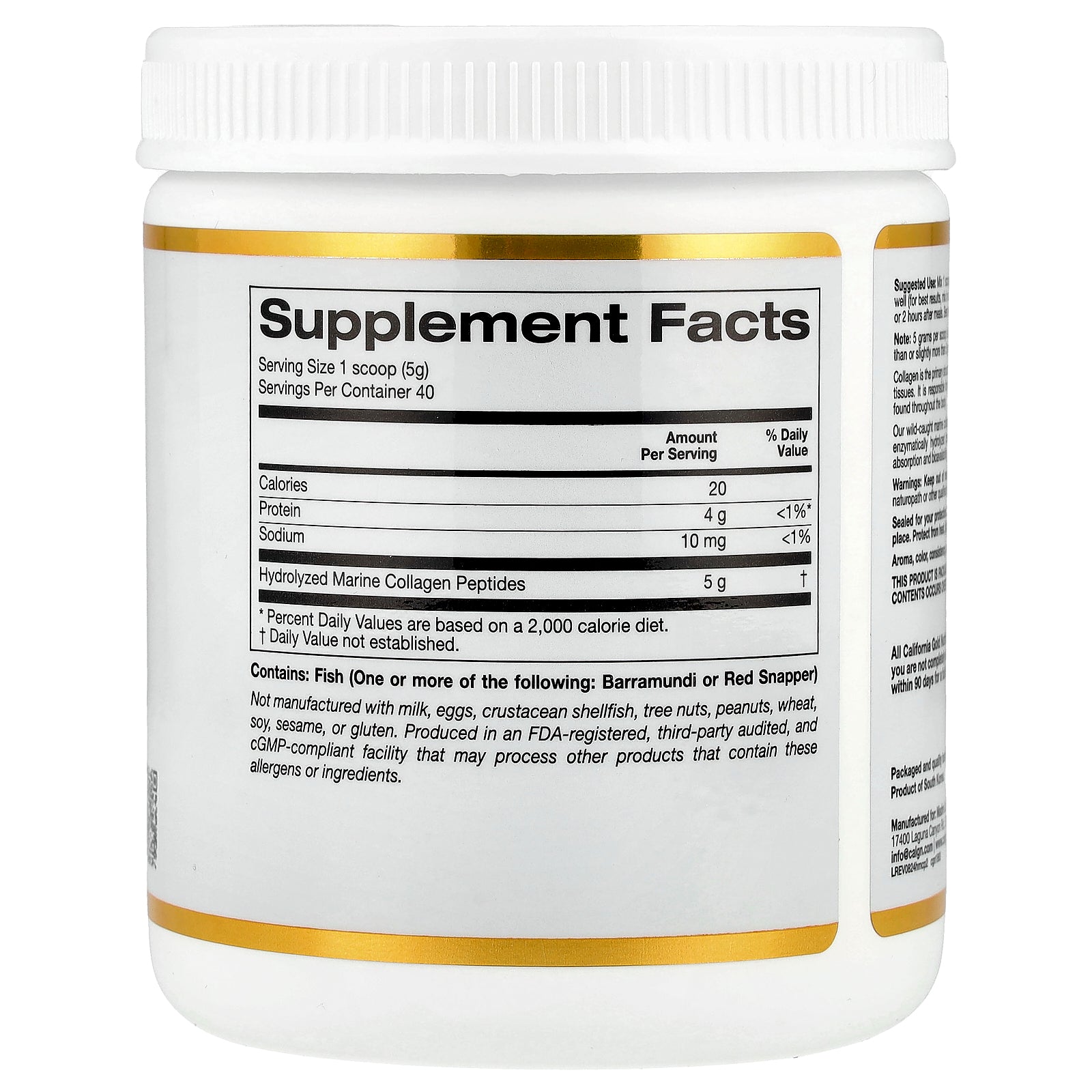 Foto 3 pulgar | Suplemento de Péptidos de Colágeno Marino Hidrolizado de California Gold Nutrition 200 g - Venta Internacional