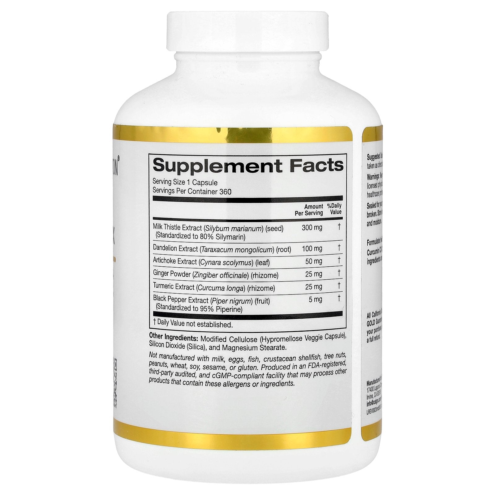 Foto 2 | Suplemento Complejo de Silimarina California Gold Nutrition 360 Cápsulas - Venta Internacional
