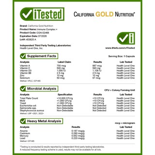 Foto 4 | Suplemento California Gold Nutrition Vitaminas A C DZinc y Selenio 60 Cápsulas - Venta Internacional